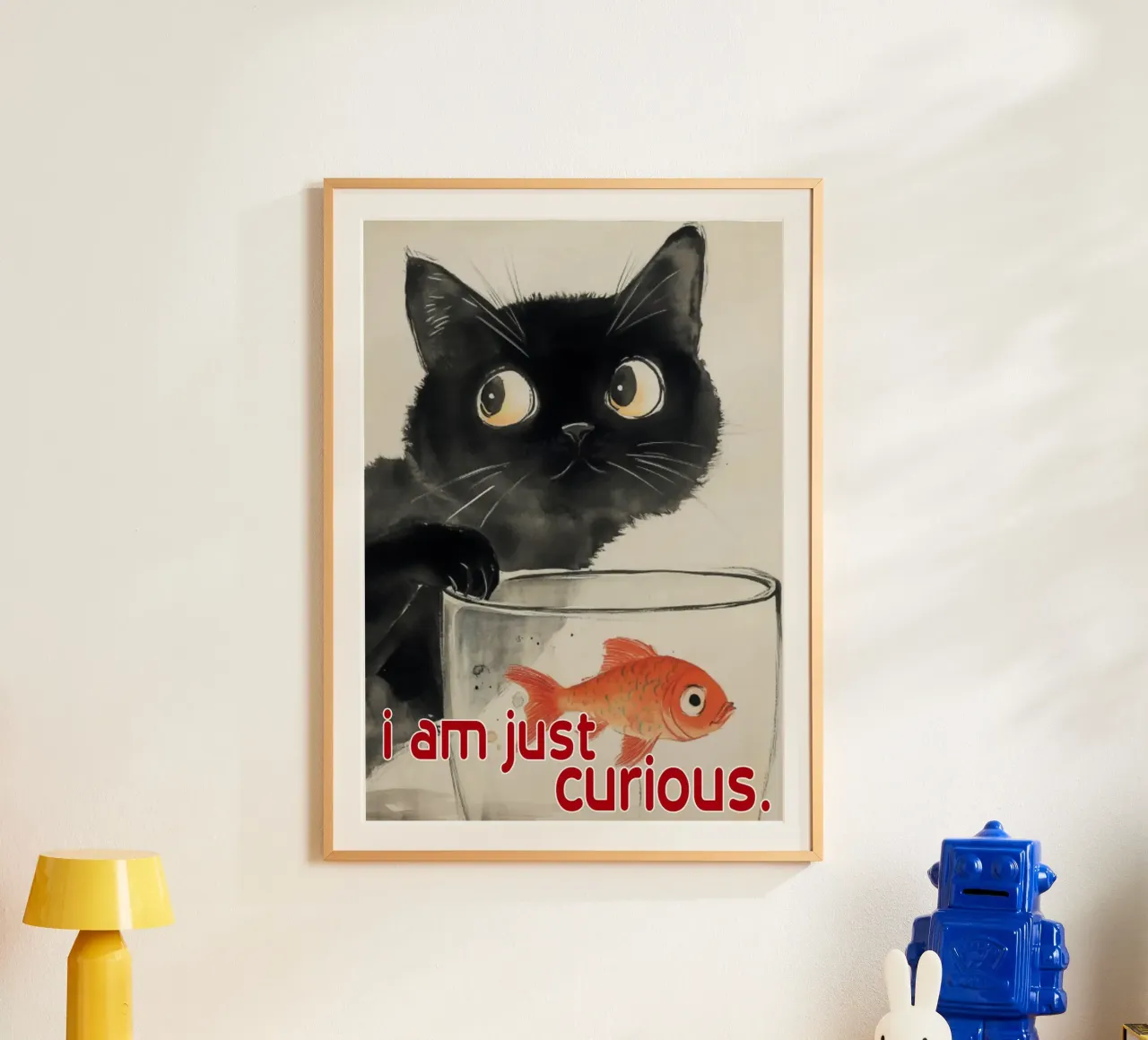 funny cat i am just curious poster by Nayara