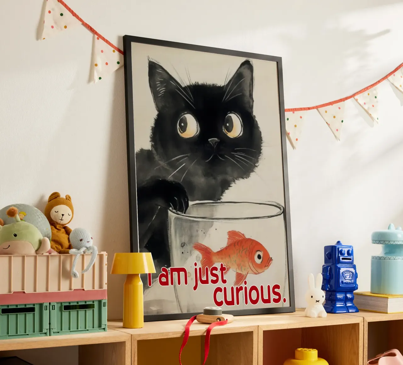 funny cat i am just curious poster by Nayara