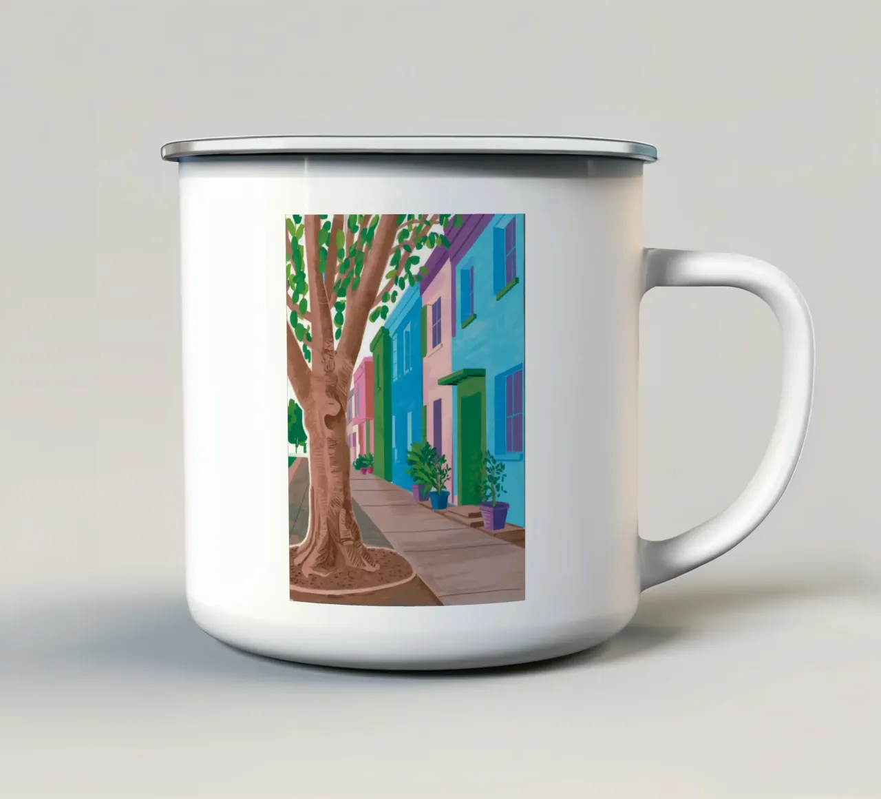 Azure Facade Stroll enamel mug by Pake Nebula