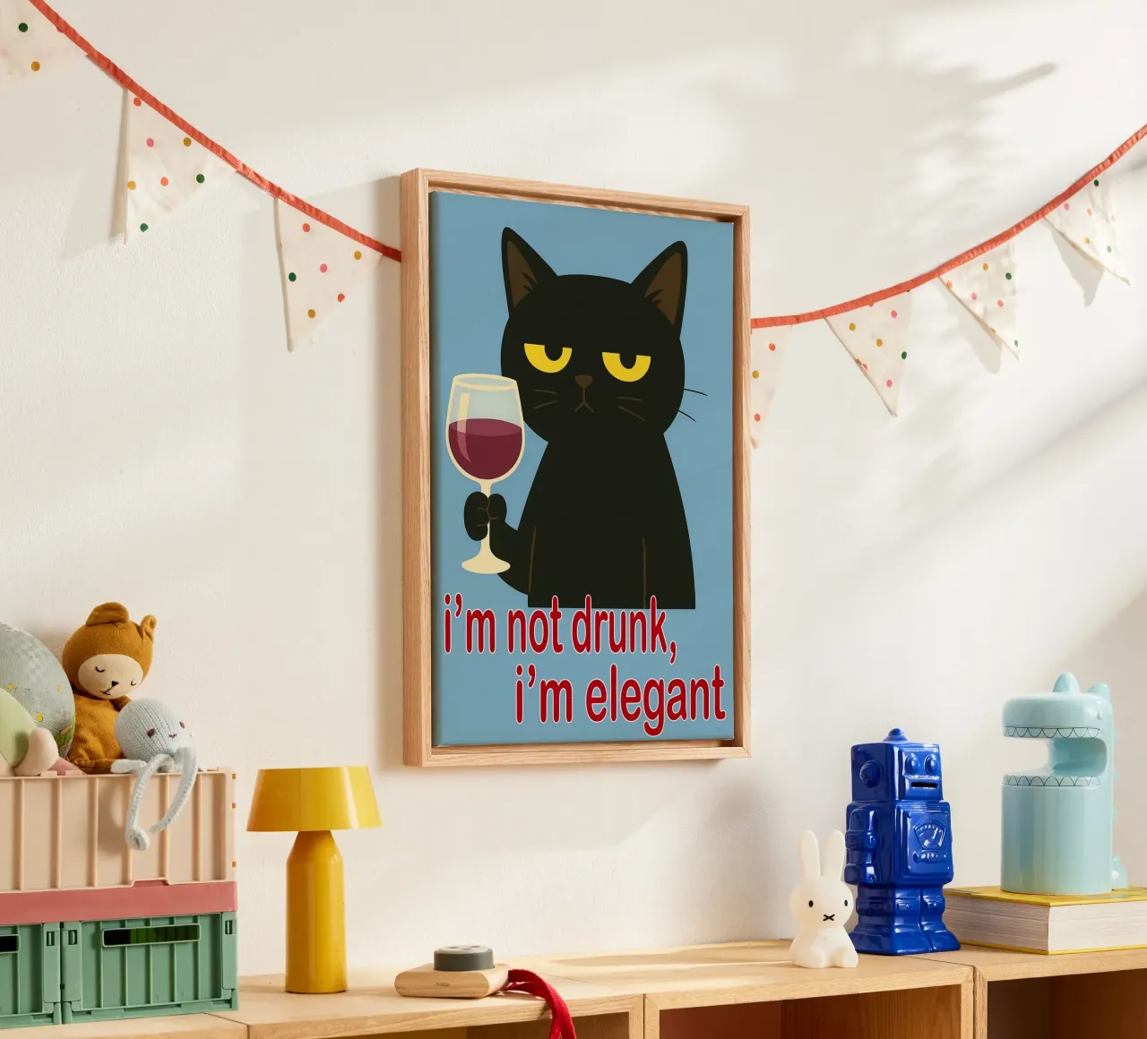 funny cat i am not drunk canvas with Floater frame by Nayara