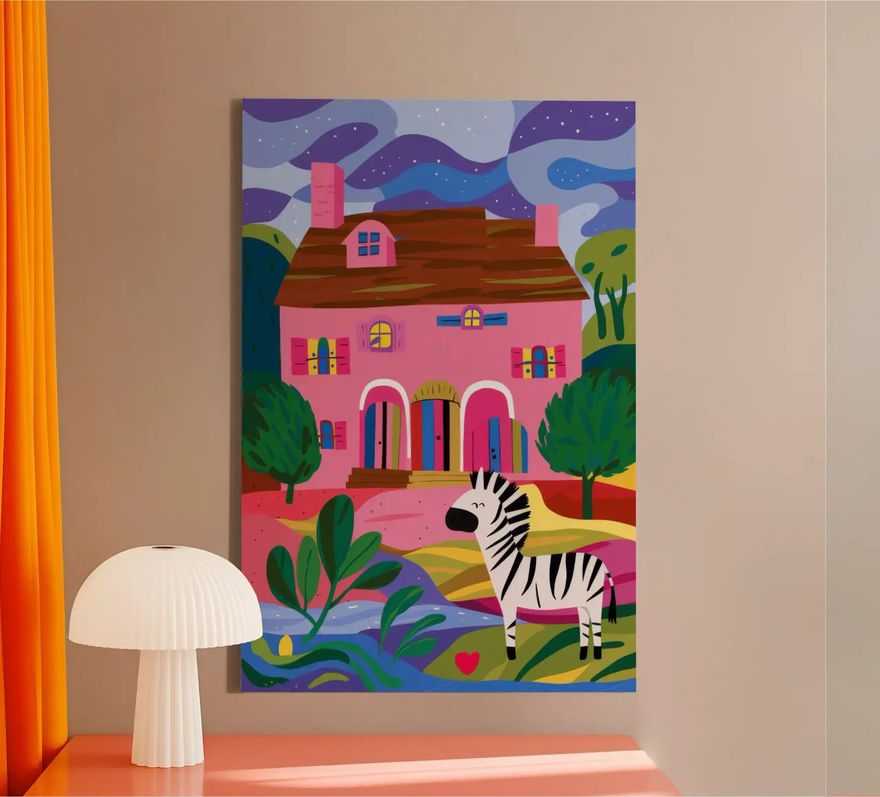 Zebra Hills Fantasy Leinwand mit Schattenfugenrahmen von Pake Nebula