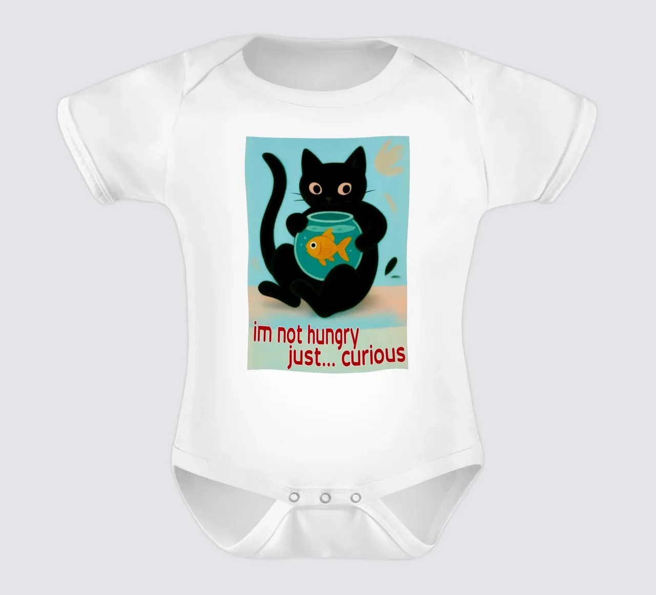funny cat im not hungry just curios short-sleeve baby romper by Nayara