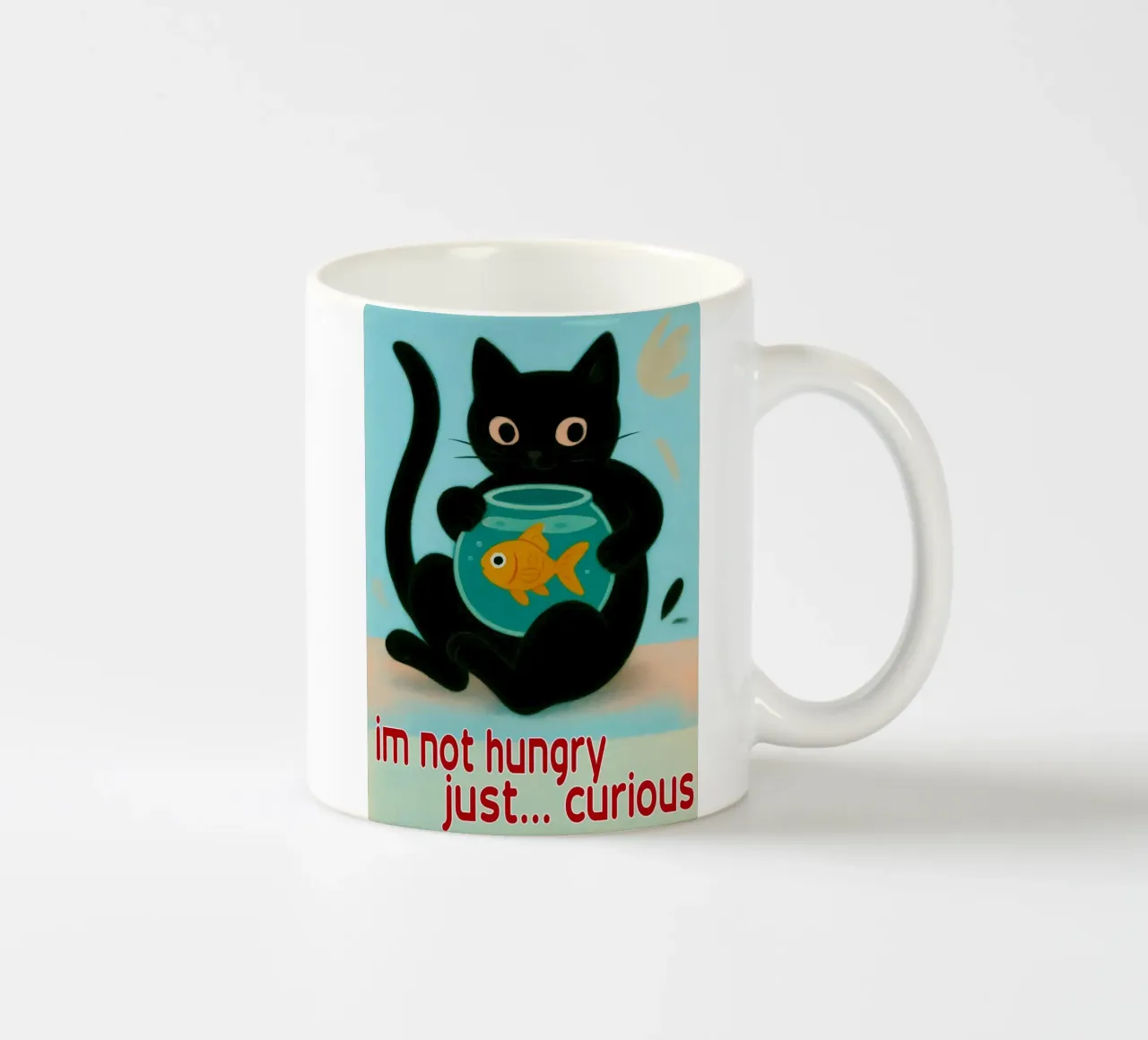 gatto divertente non ho fame, sono solo curioso tazza in ceramica da Nayara