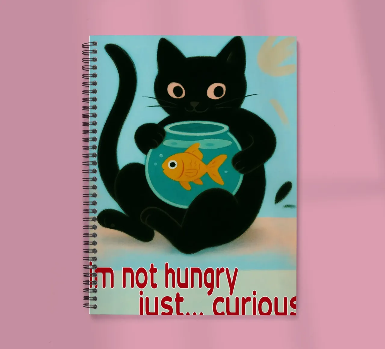 funny cat im not hungry just curios spiral notebook by Nayara