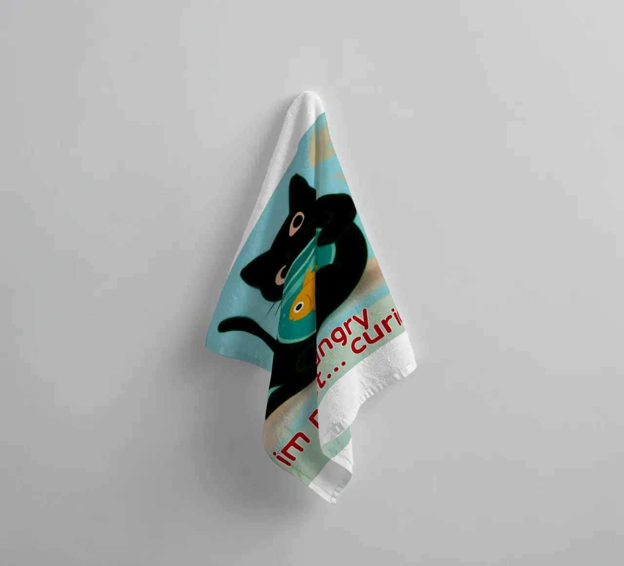 funny cat im not hungry just curios towel by Nayara