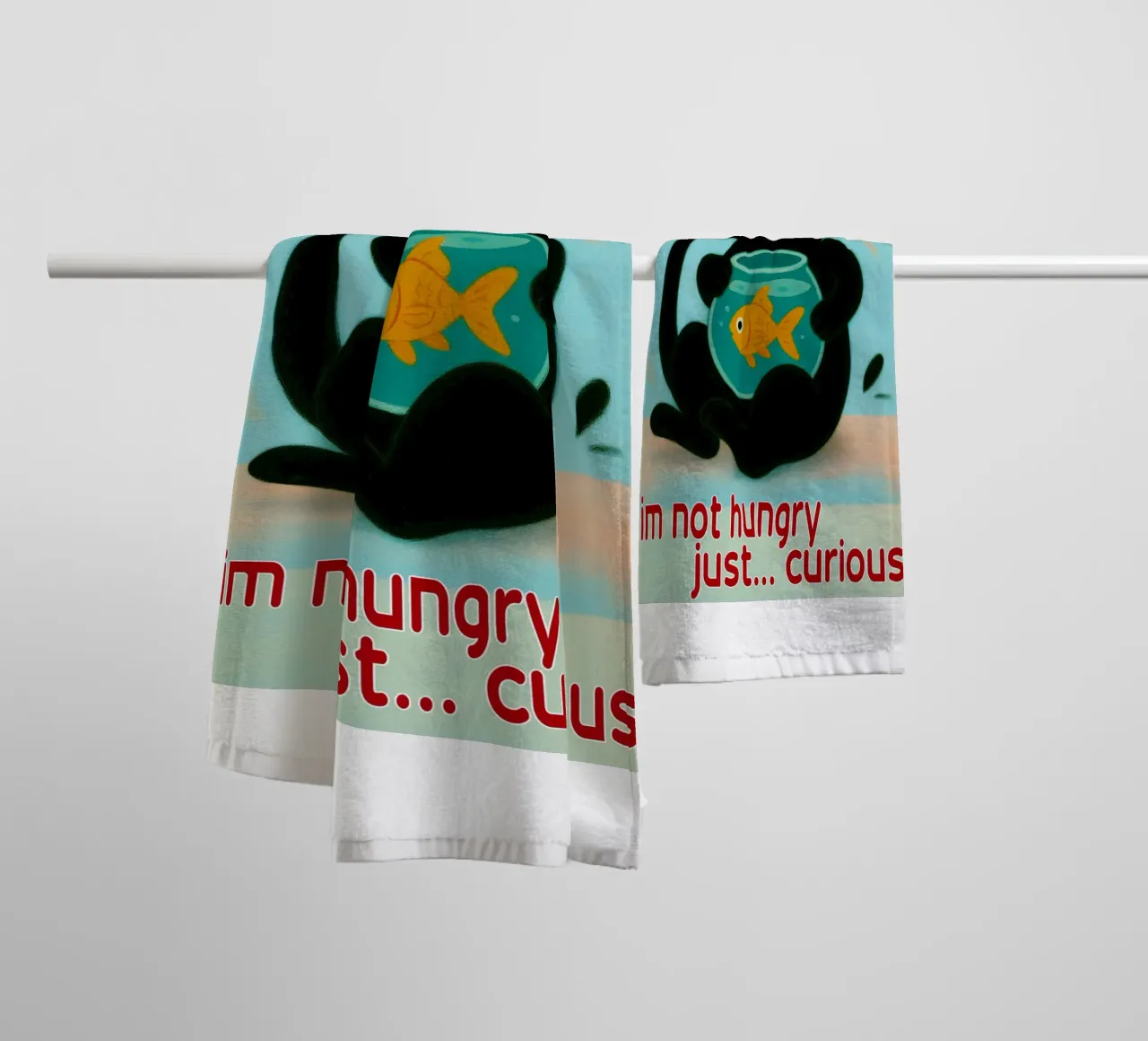 funny cat im not hungry just curios towel by Nayara