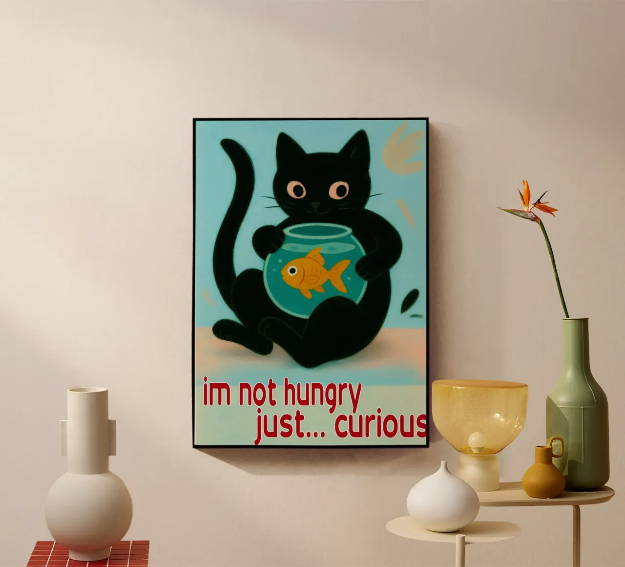 funny cat im not hungry just curios acrylic glass by Nayara