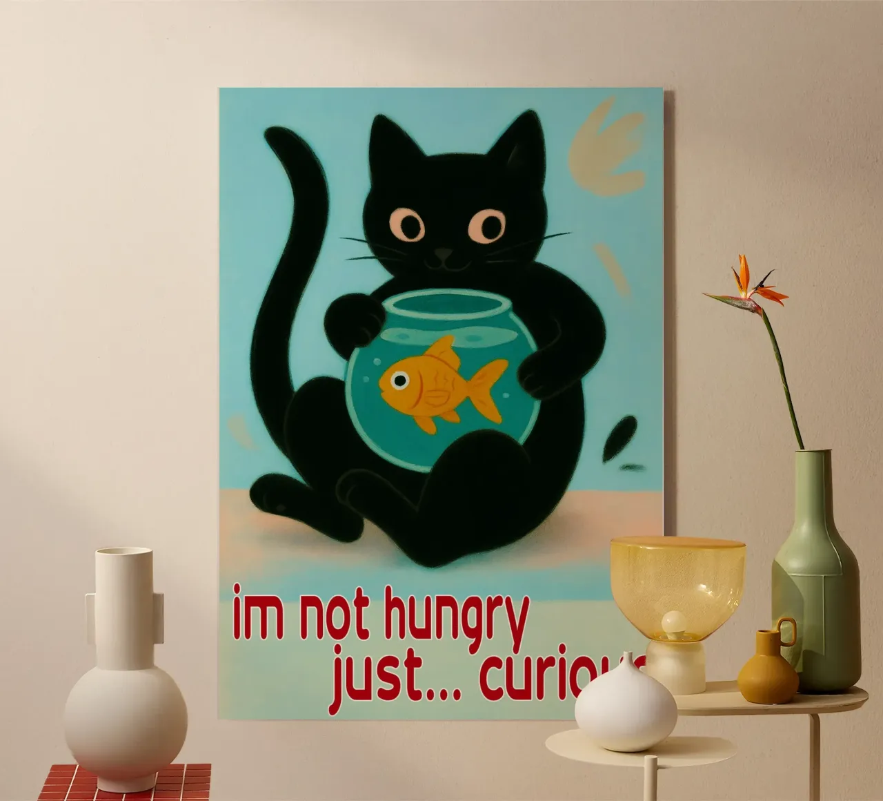 funny cat im not hungry just curios acrylic glass by Nayara