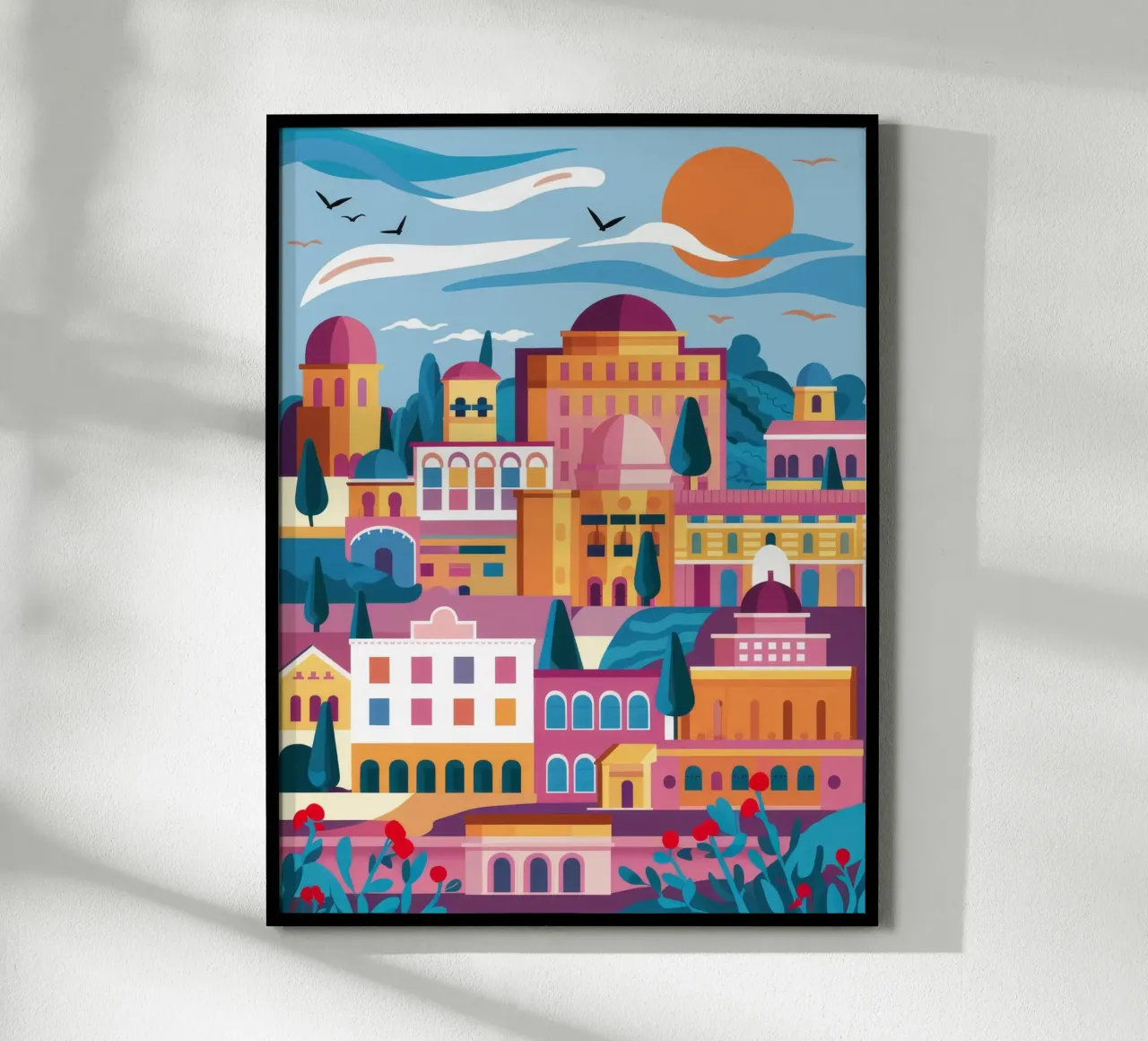 Alba Cittadella Fioritura poster con telaio in plastica da Pake Nebula