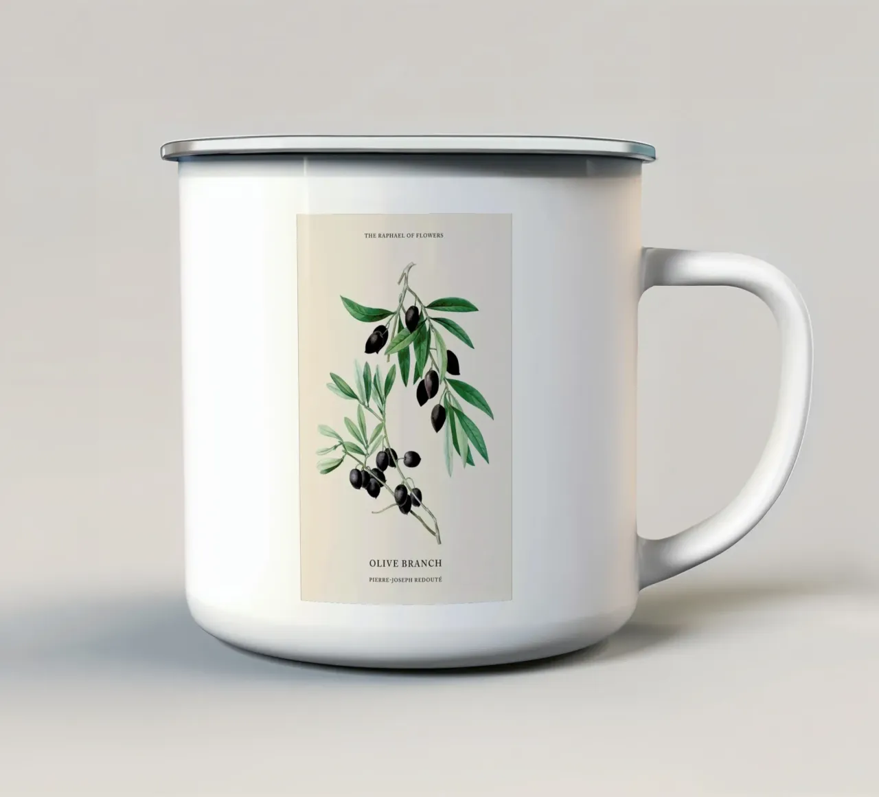 Pierre-Joseph Redouté - Olive Branch tazza in smalto da Vintage by JUNIQE