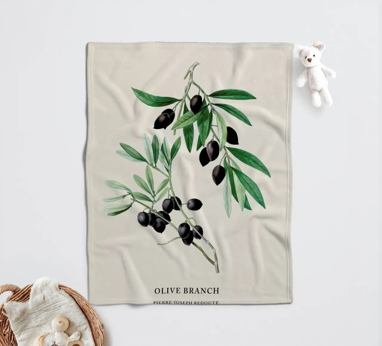 Pierre-Joseph Redouté - Olive Branch coperta in pile da Vintage by JUNIQE