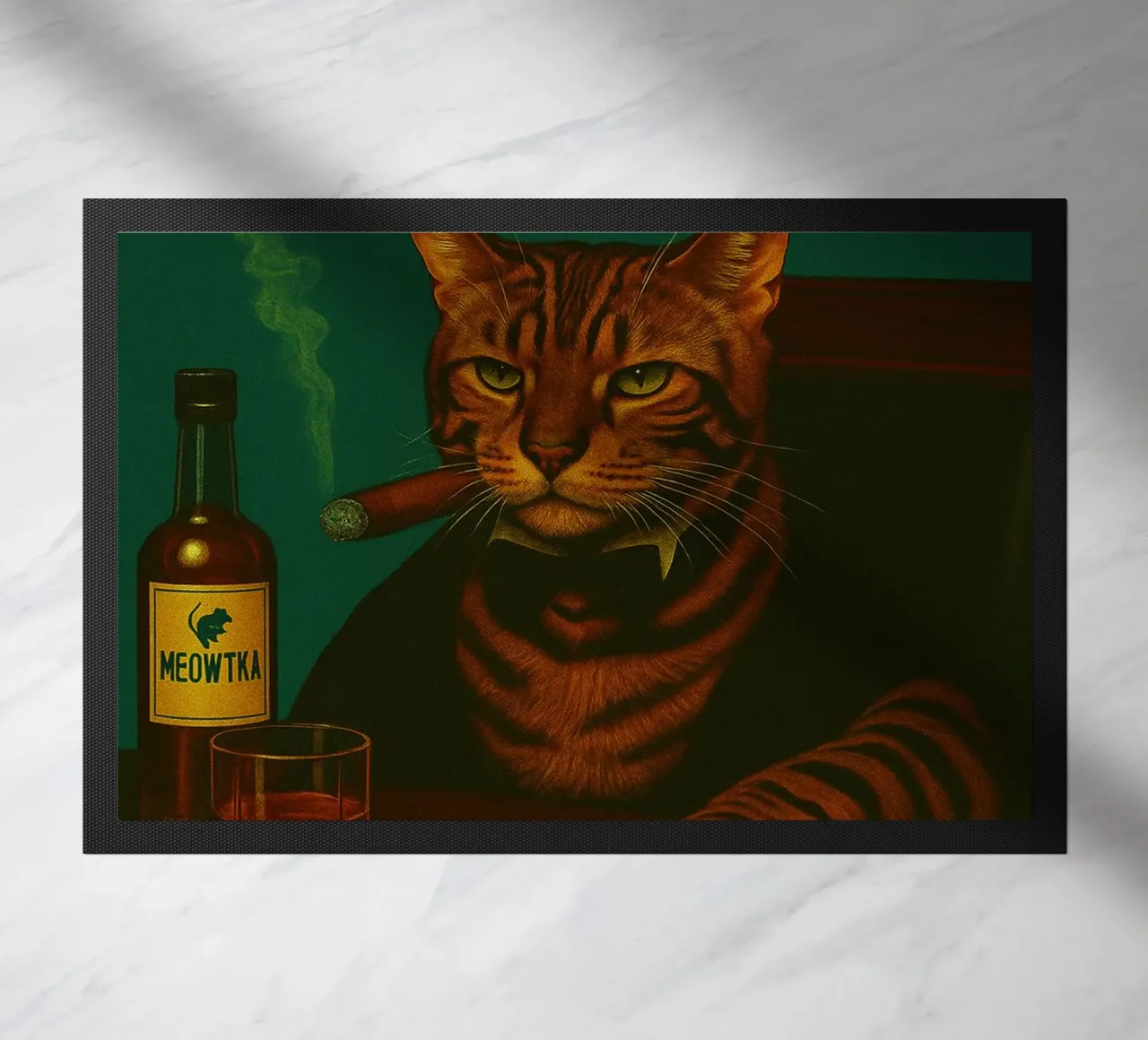 Lustige Katze Der Miau-Vater Fußmatte von Nayara
