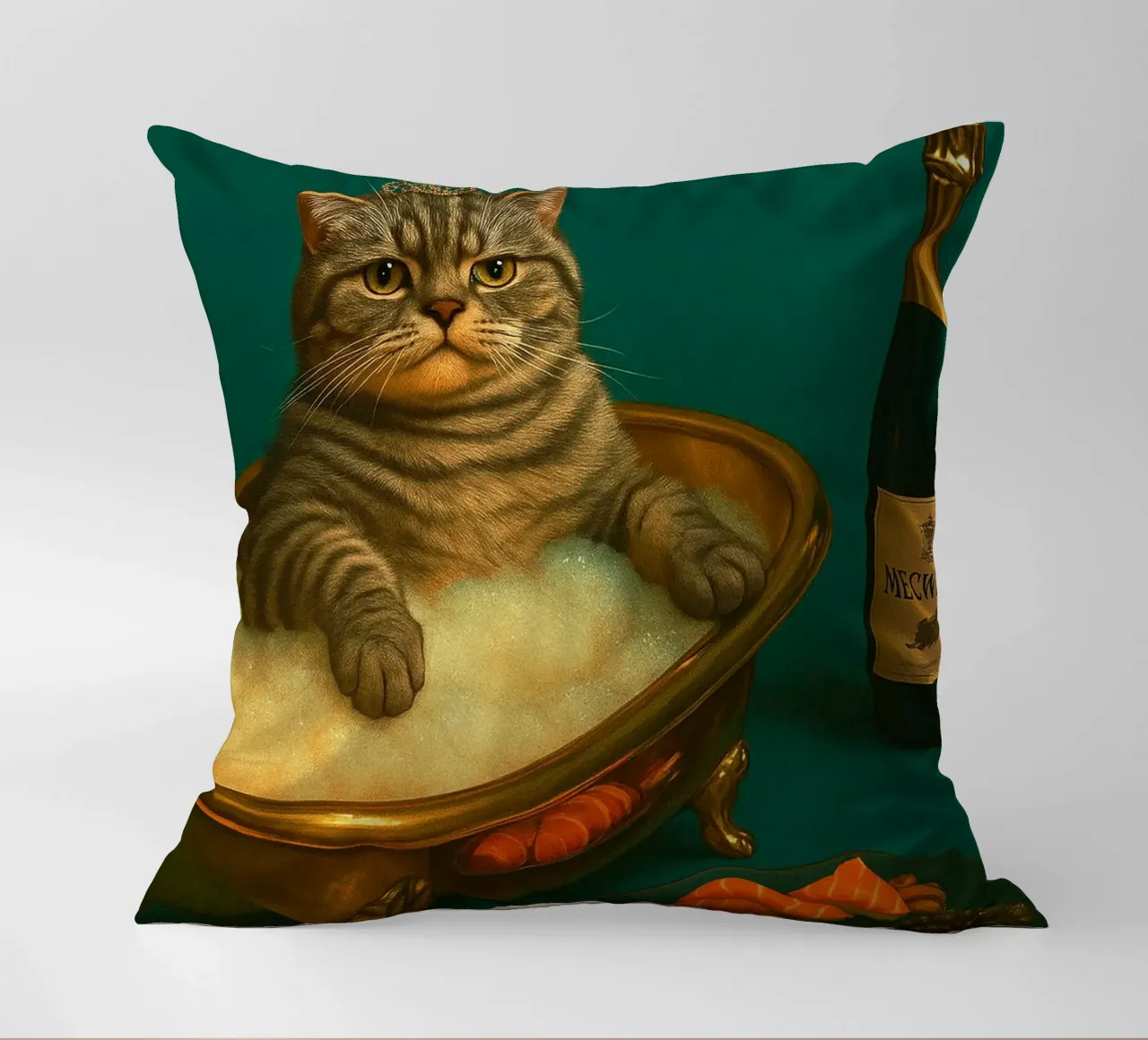 Funny Cat The Meowfather decorative cushion by Nayara