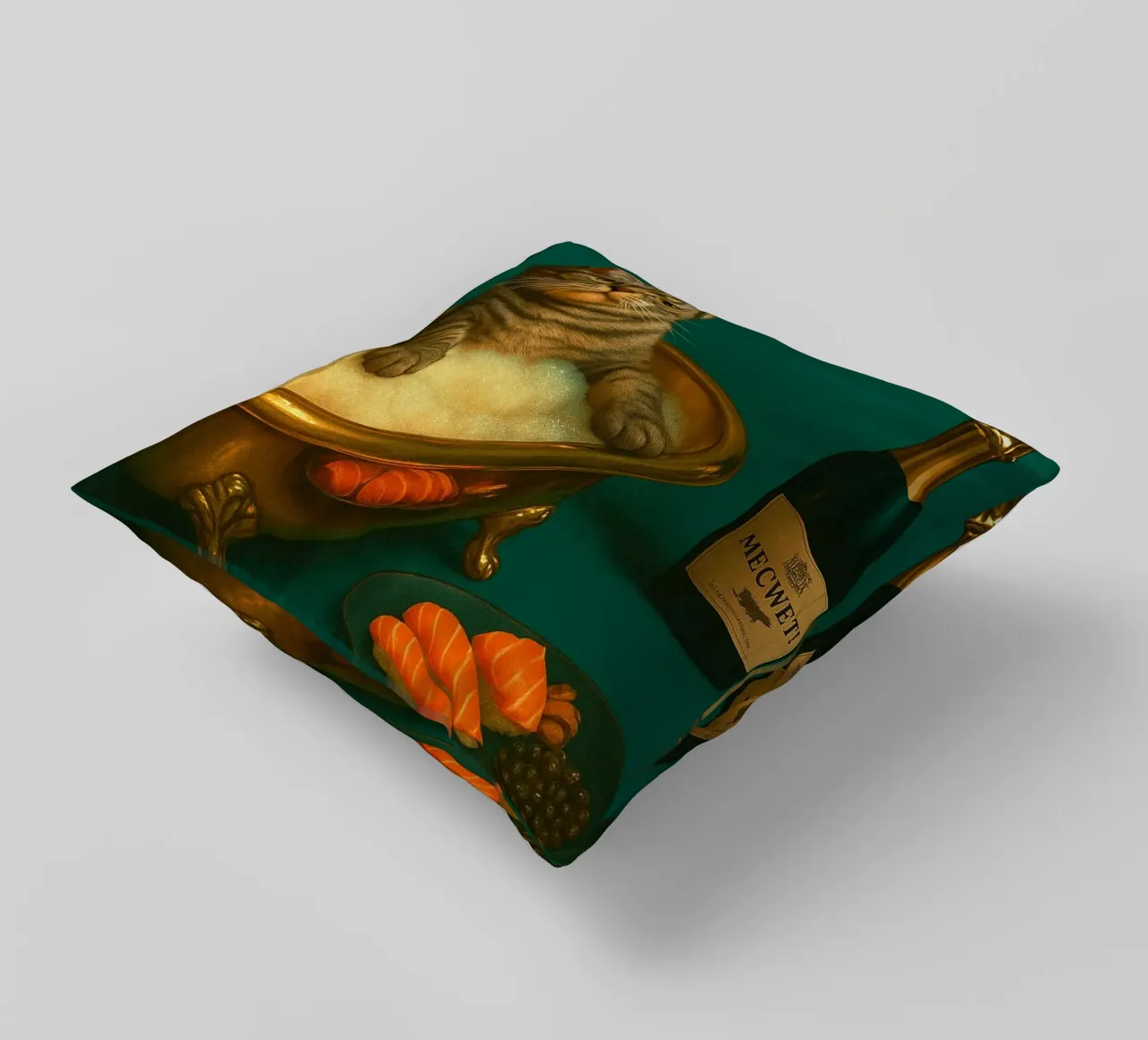 Funny Cat The Meowfather decorative cushion by Nayara