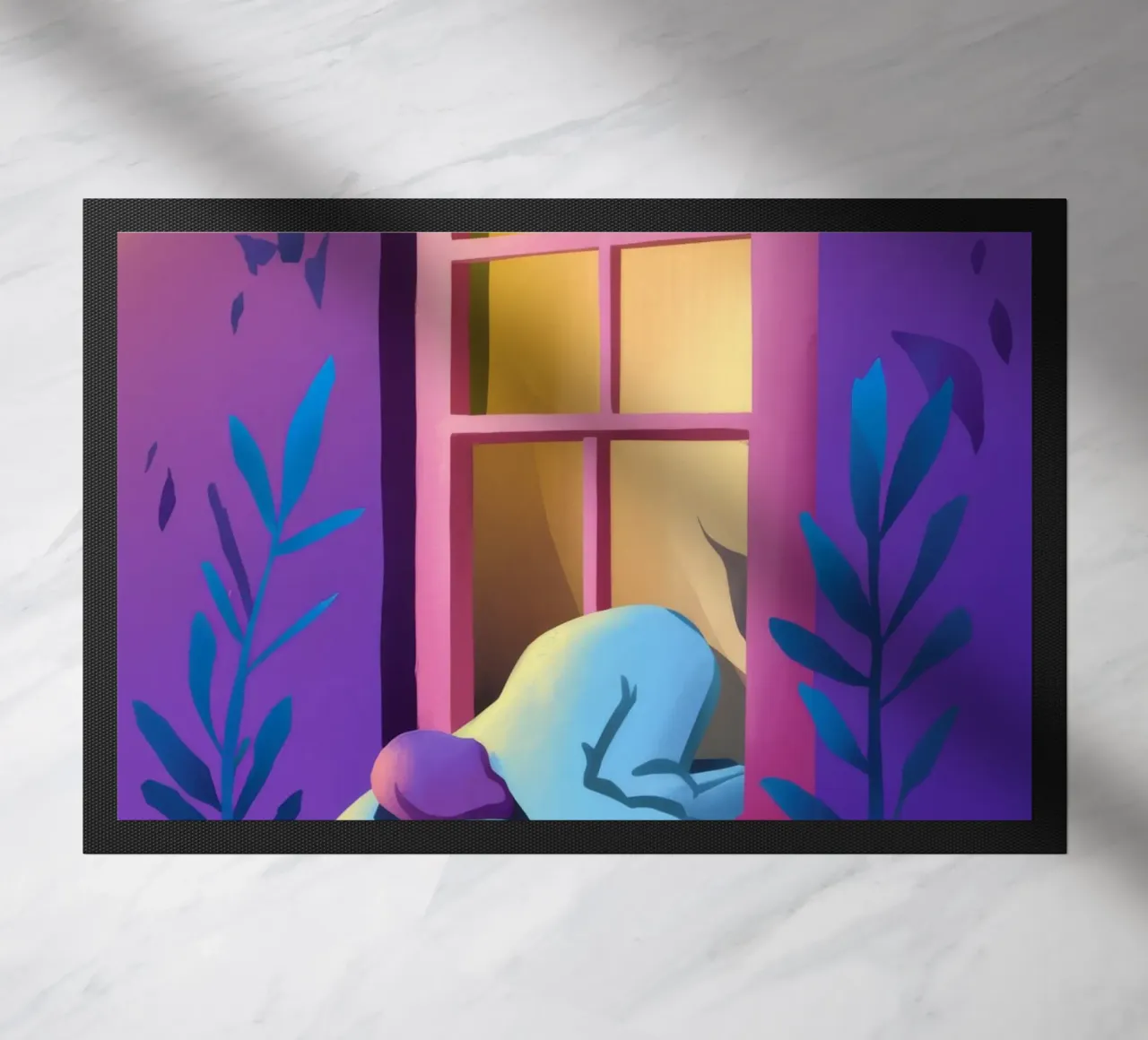 Window Watcher Dusk doormat by Pake Nebula