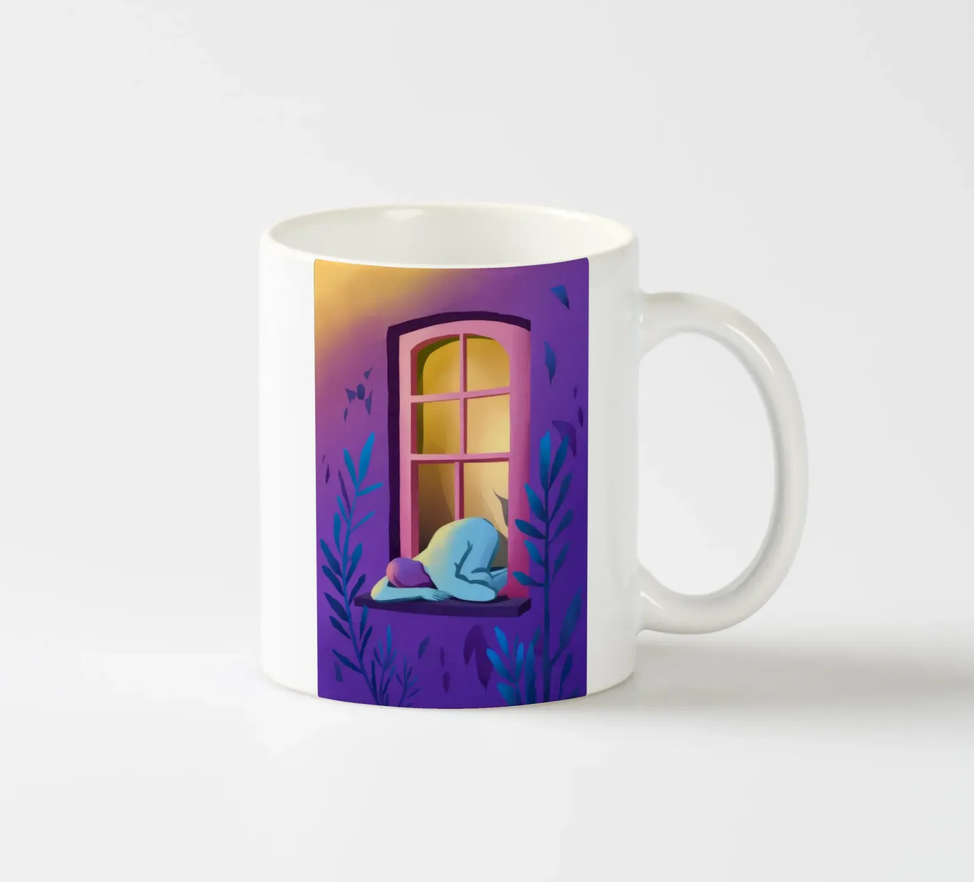 Window Watcher Dusk ceramic mug by Pake Nebula