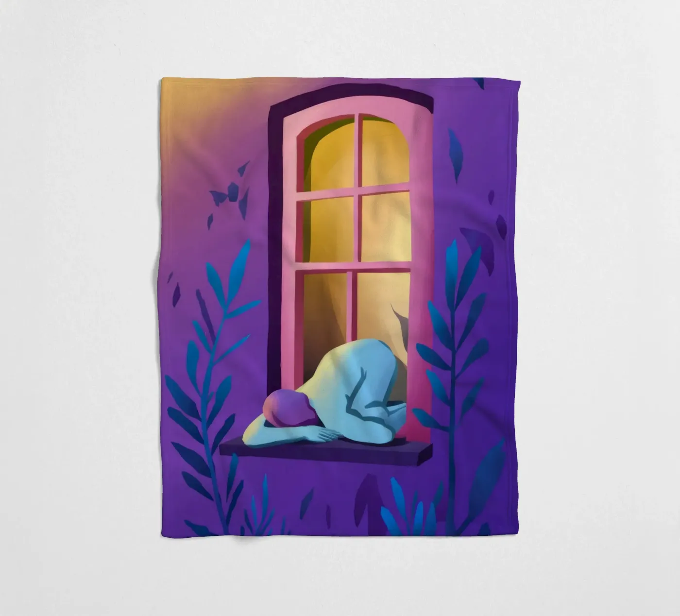 Window Watcher Dusk Fleecedecke von Pake Nebula