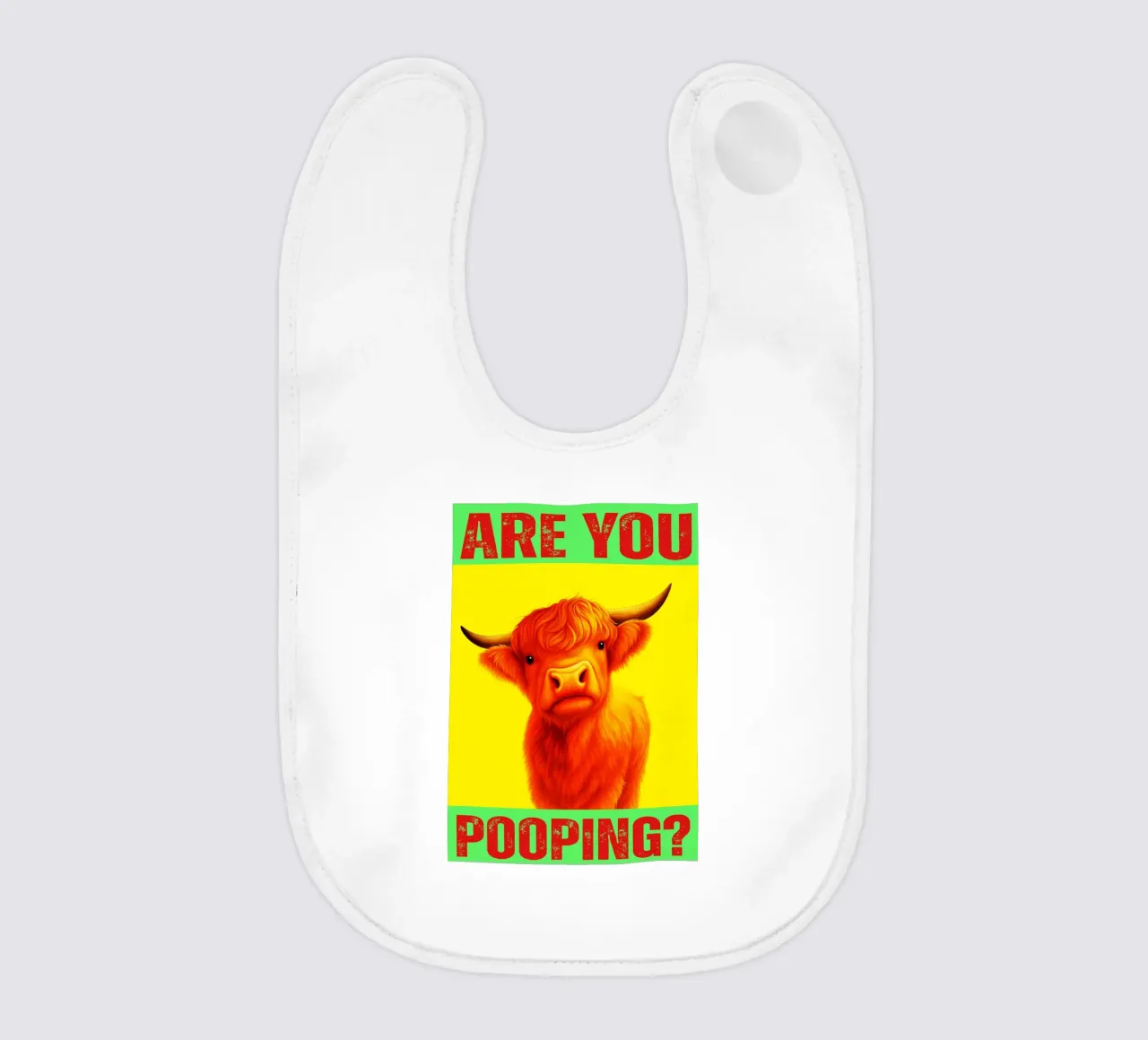 highland cow are you pooping funny toilets baby bib by Nayara