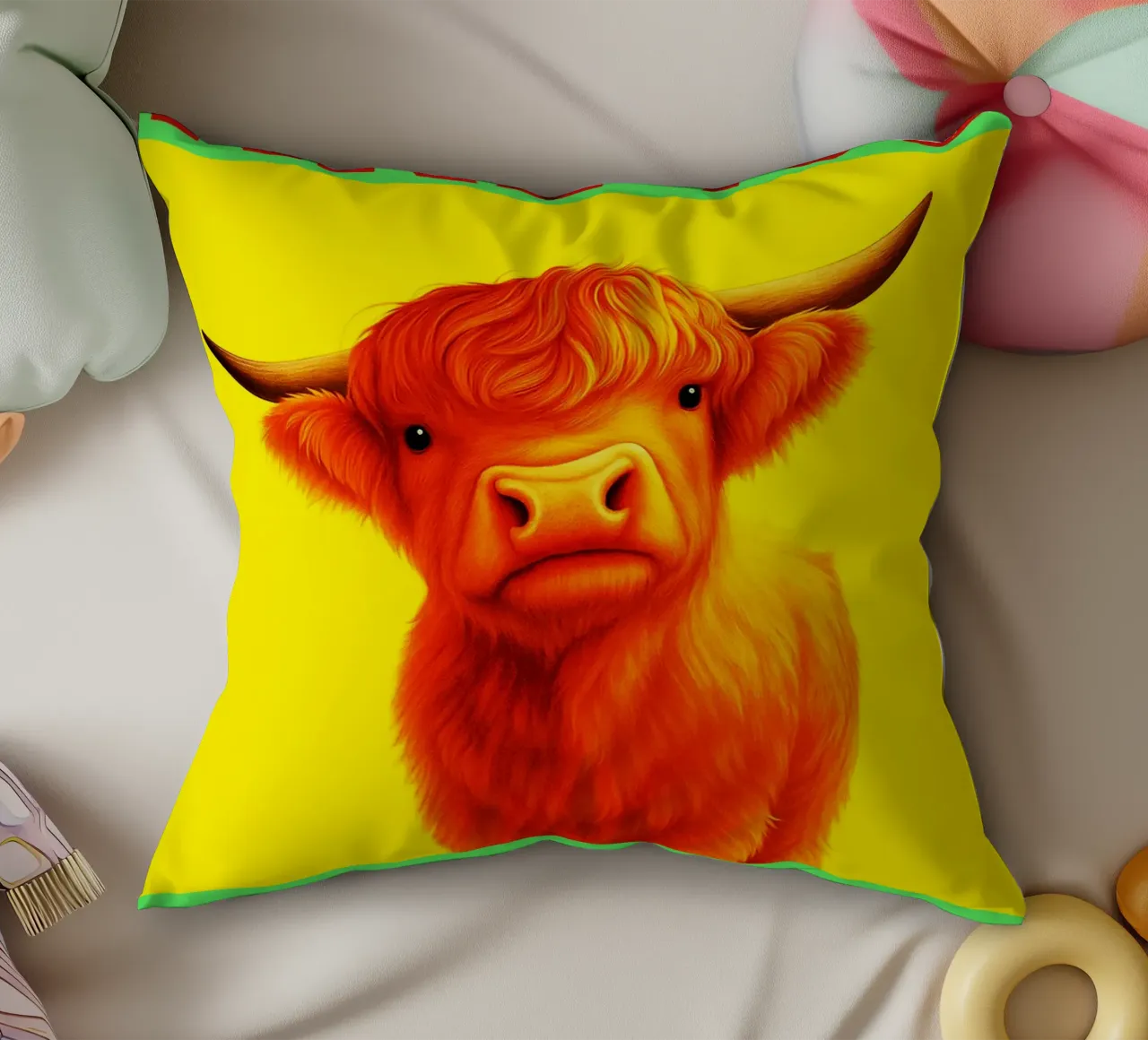 highland cow are you pooping funny toilets decorative cushion by Nayara