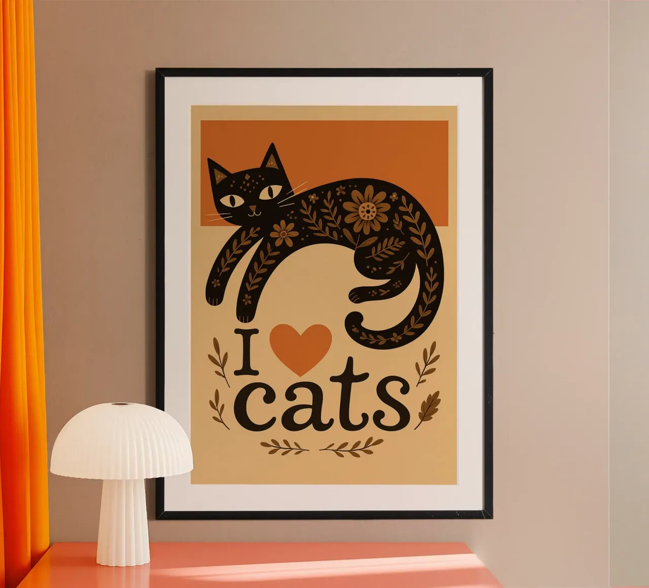 Amo i gatti poster con telaio in legno da Nayara