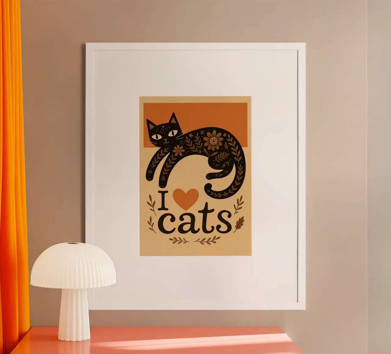Amo i gatti poster con telaio in legno da Nayara