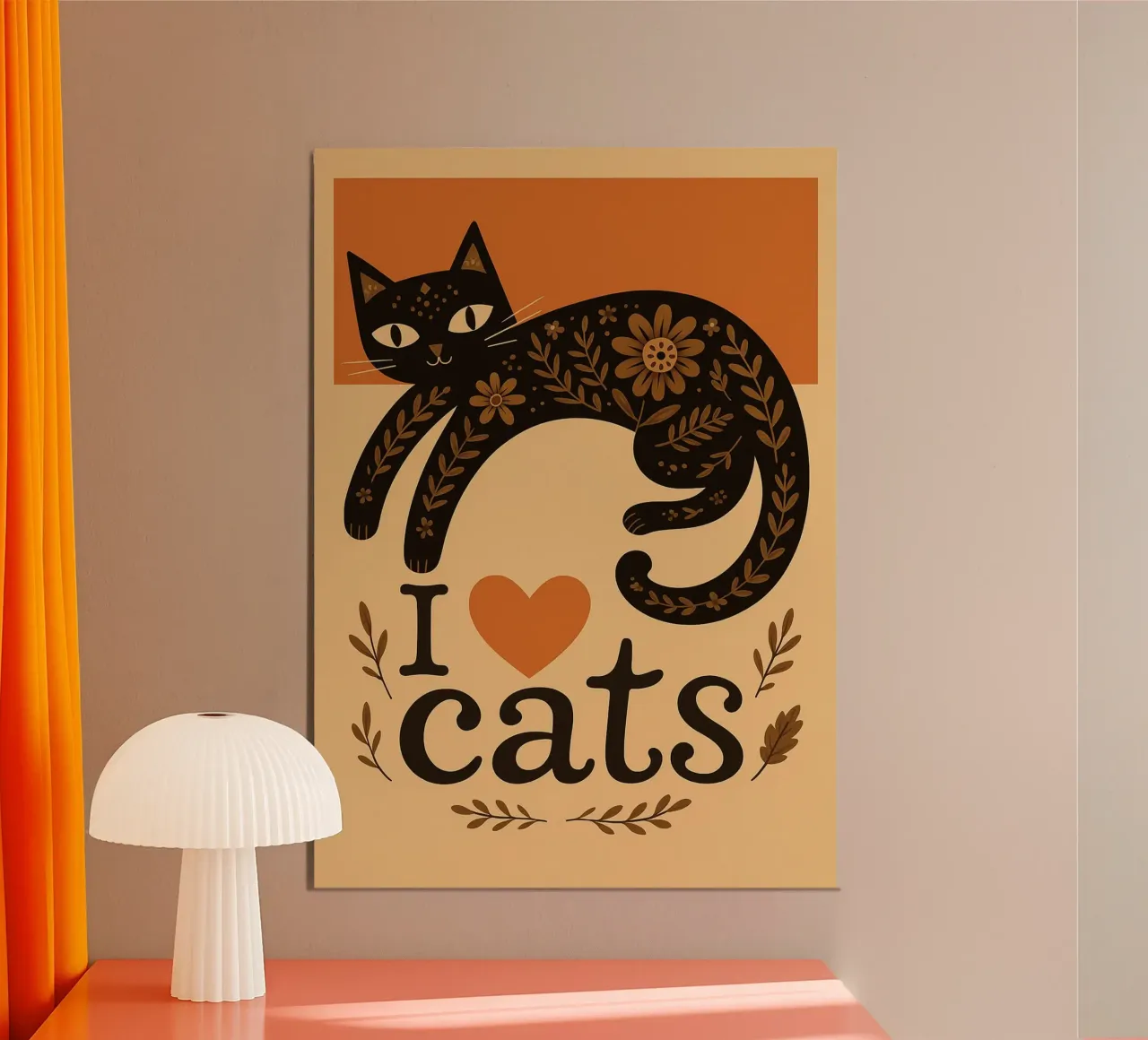 Amo i gatti poster con telaio in legno da Nayara