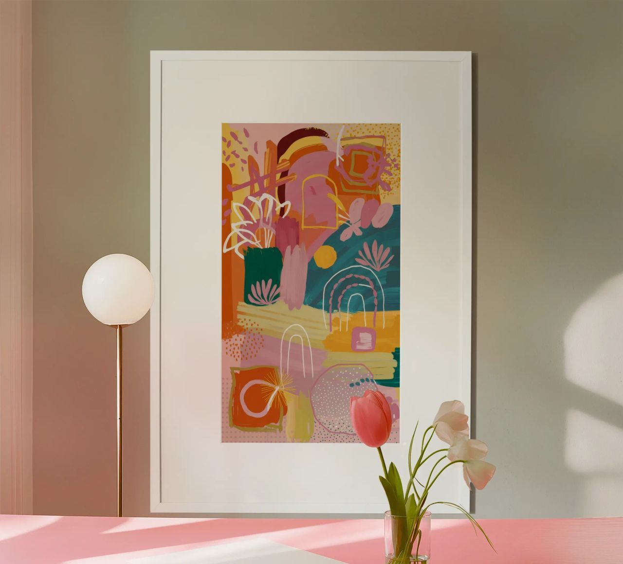 Llama abstrait en fleurs poster de Pake Nebula