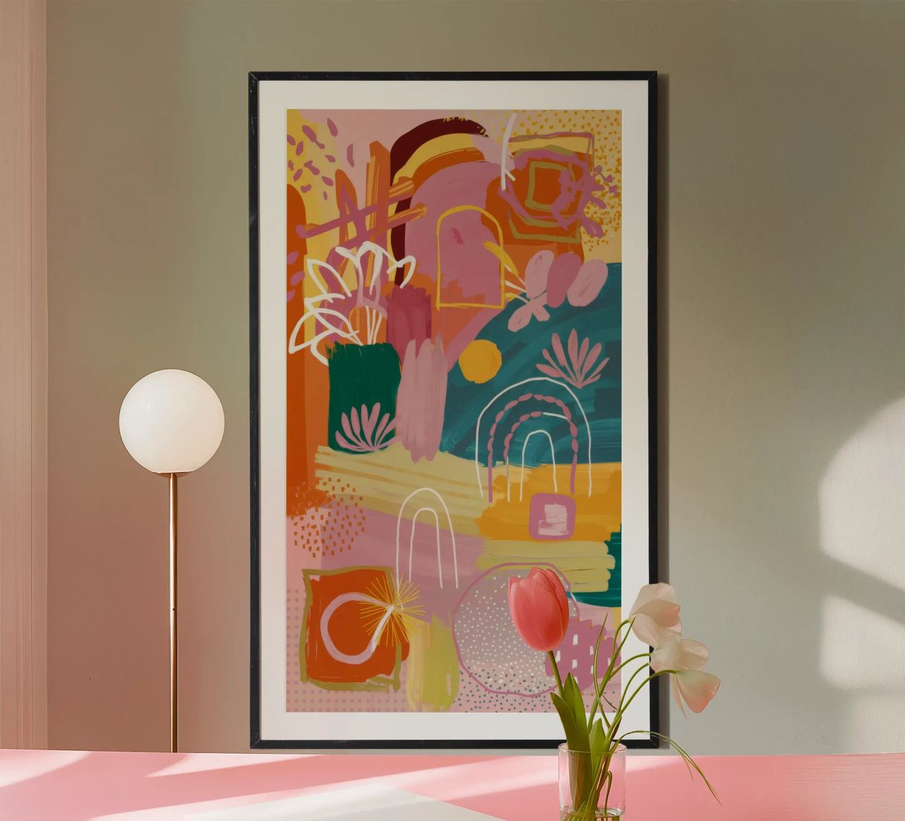 Llama abstrait en fleurs poster de Pake Nebula