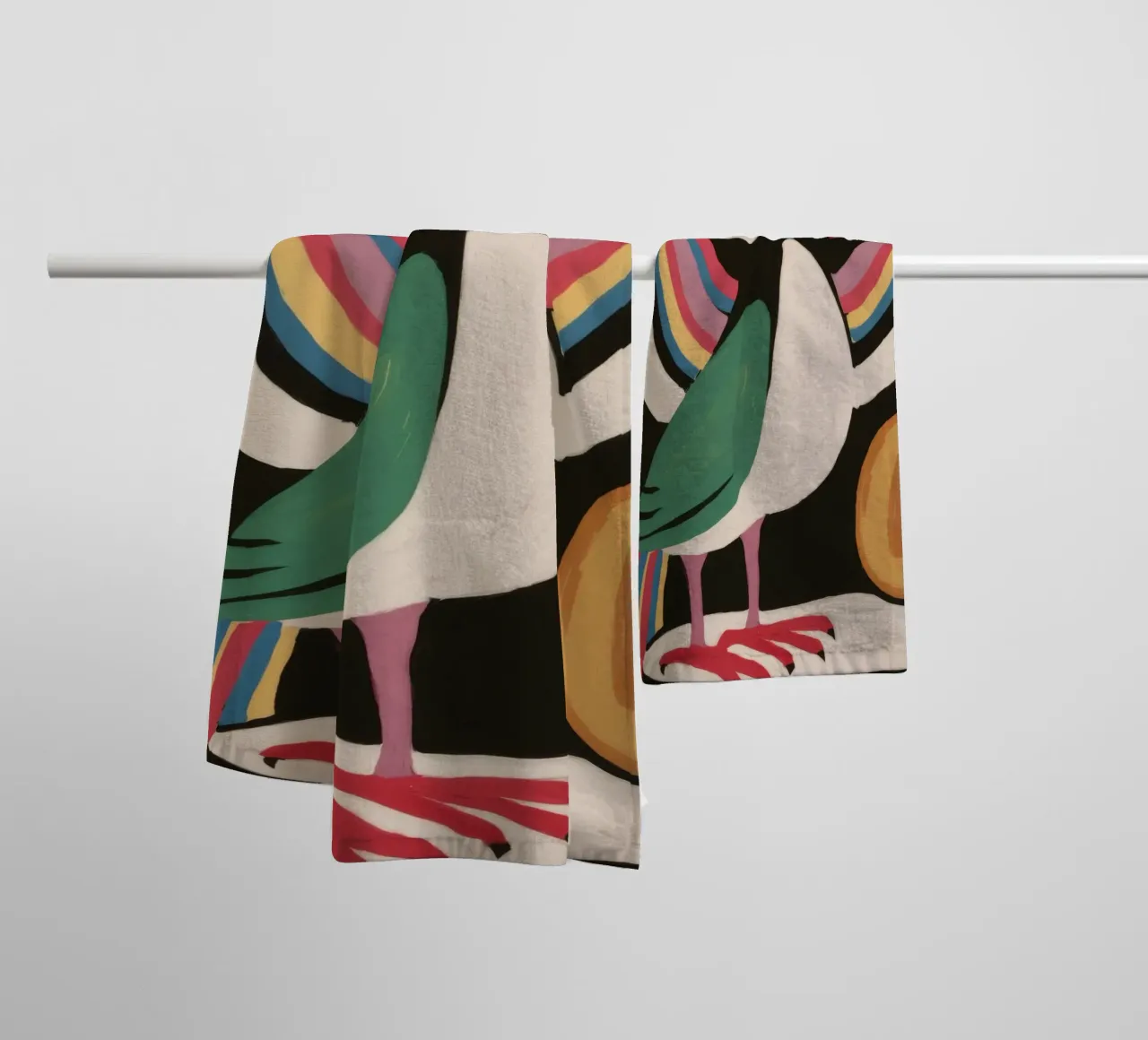 Chromatic Avian Emblem towel by Pake Nebula