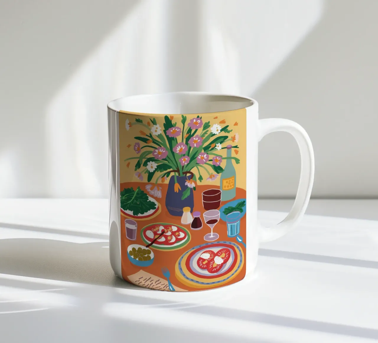 Festive Table Spread ceramic mug by Pake Nebula