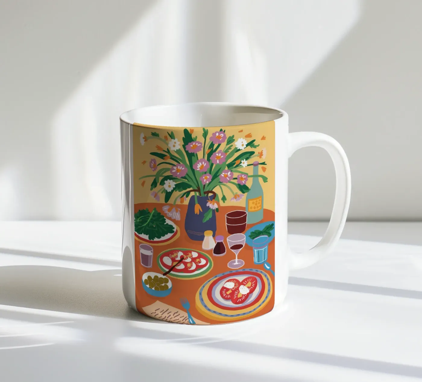 Festive Table Spread ceramic mug by Pake Nebula