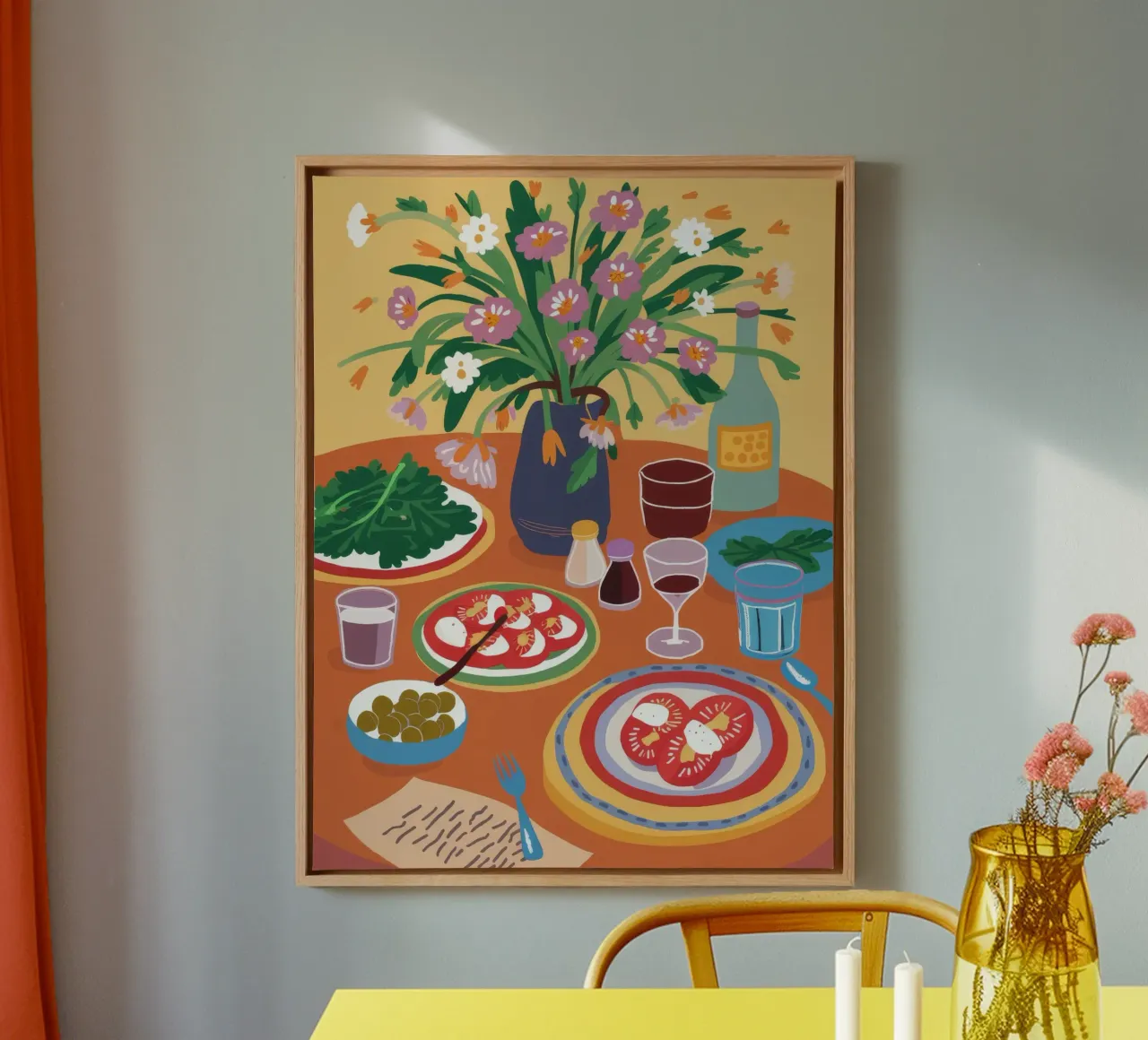 Festive Table Spread canvas with Floater frame by Pake Nebula