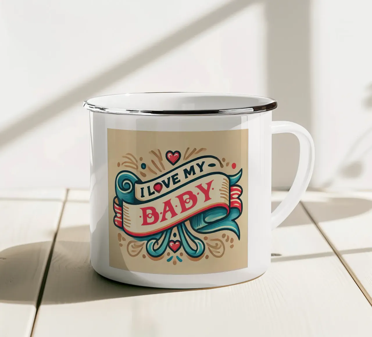 I LOVE MY BABY Emaille Tasse von Vintage Van Gogh