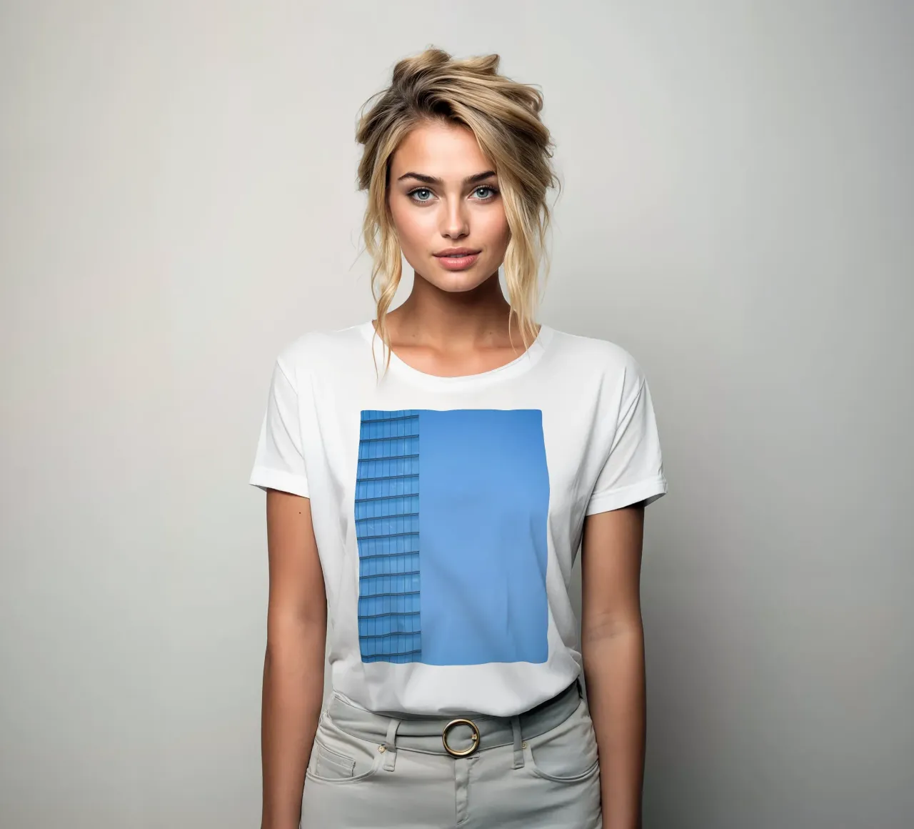 edificio skyline t-shirt da donna da Bleu