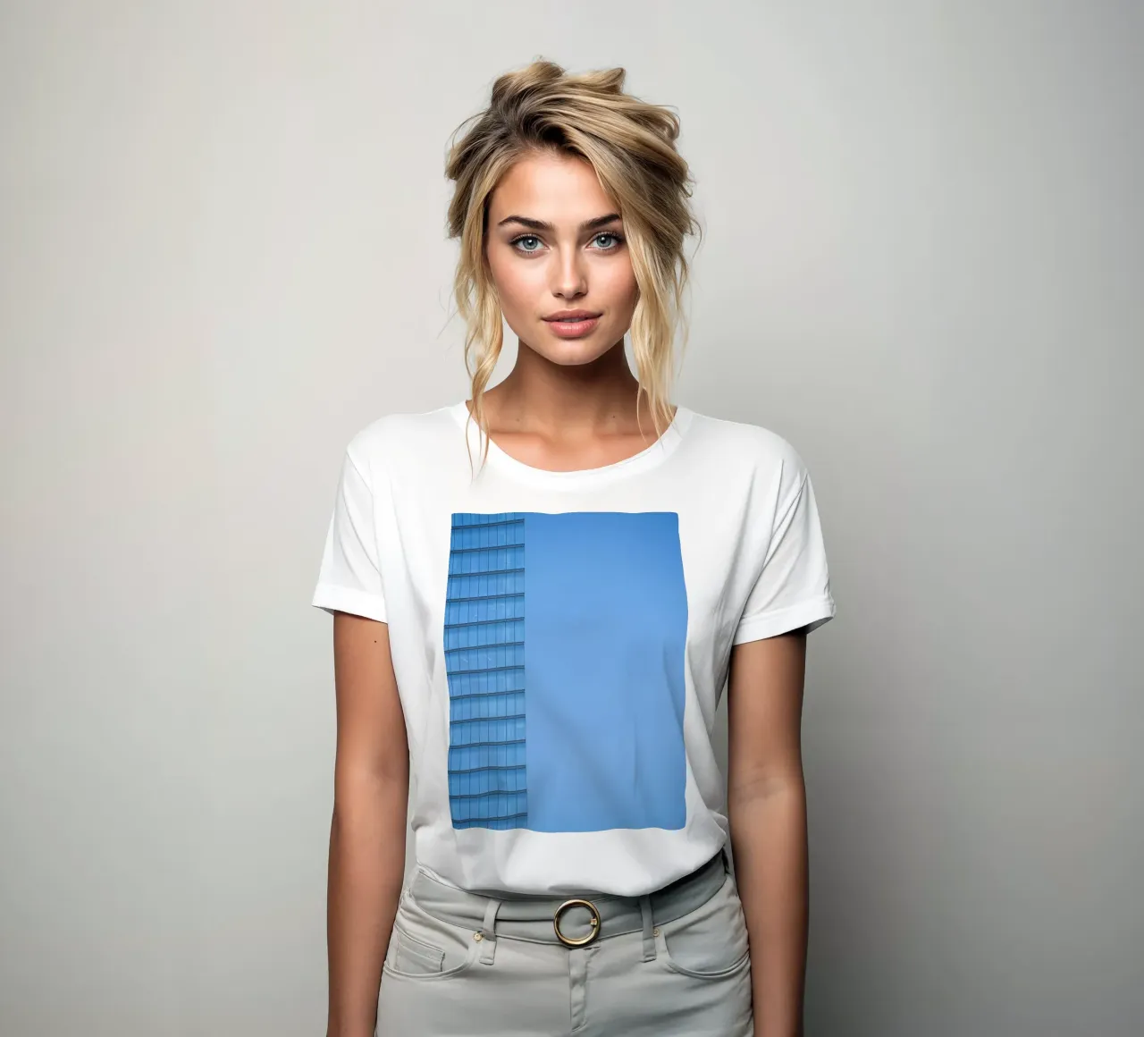 skyline building women's fitted t-shirt by Bleu