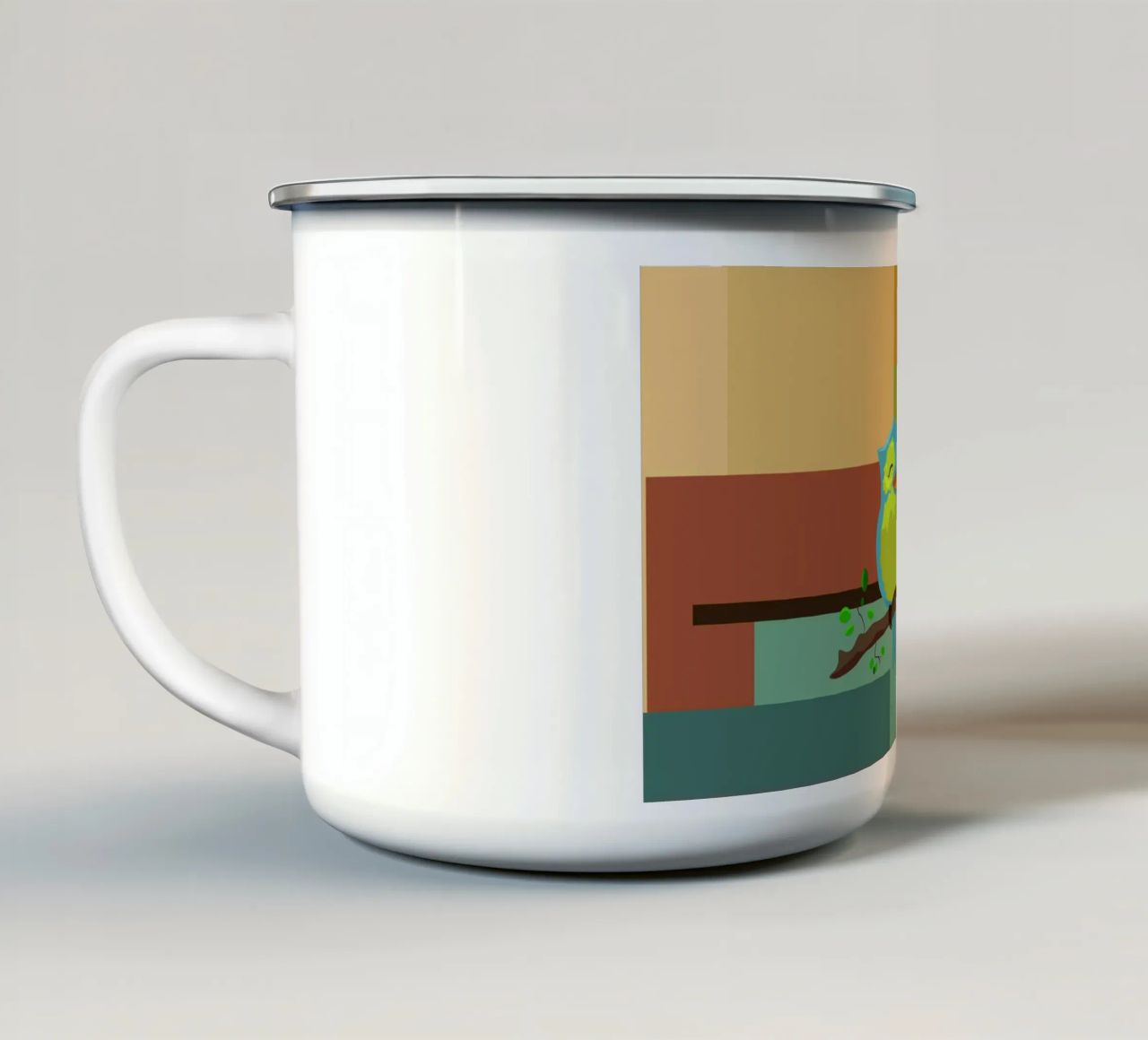 uccelli divertenti tazza in smalto da hinity