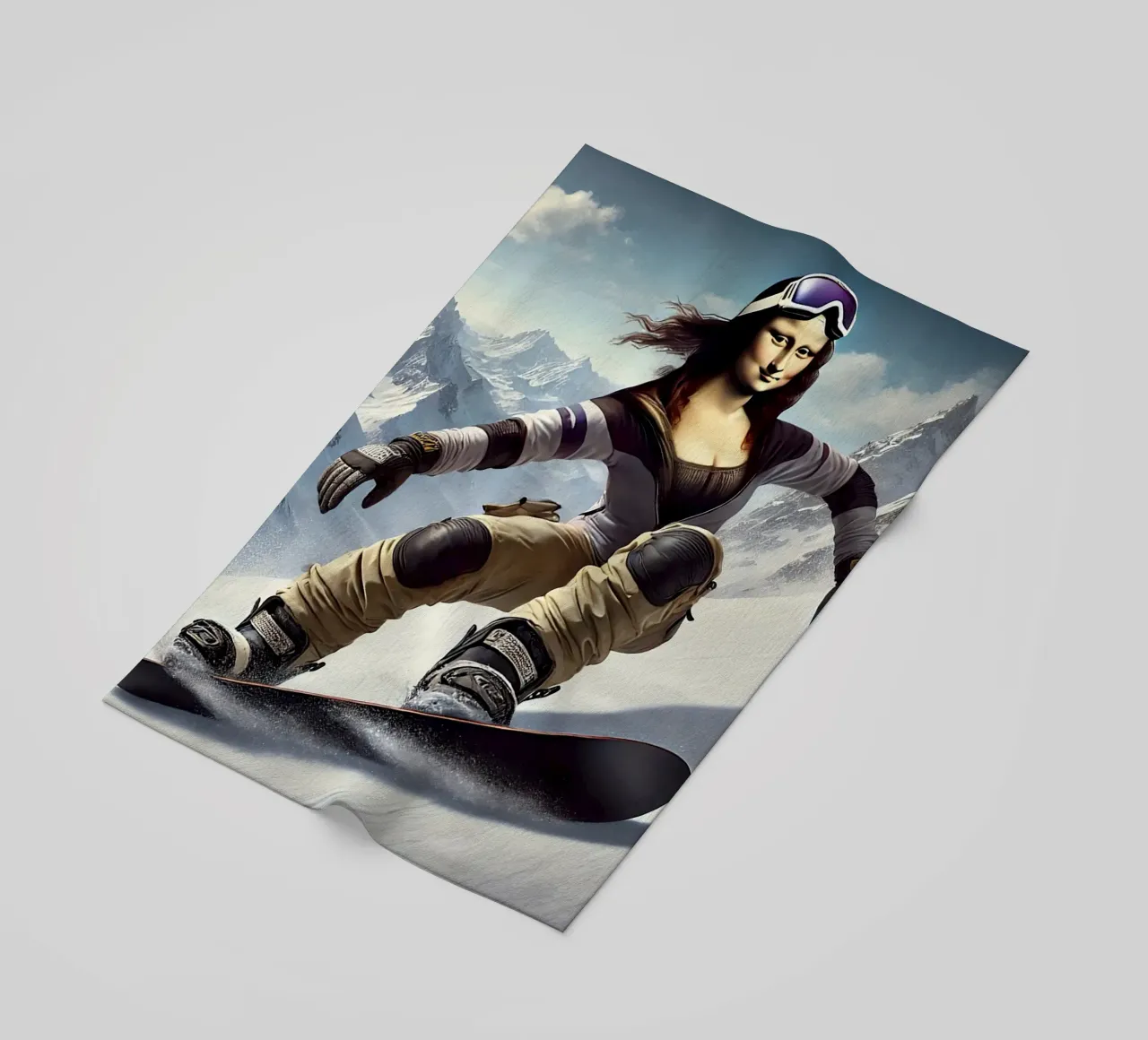 MONA LISA on a Snowboard telo mare da Vintage Van Gogh