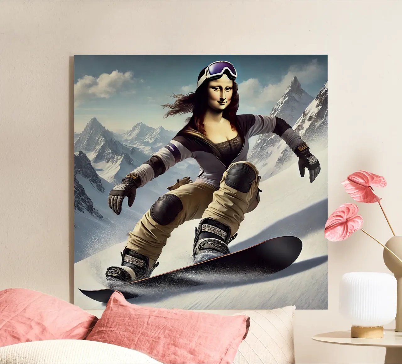 MONA LISA on a Snowboard plexiglass da Vintage Van Gogh