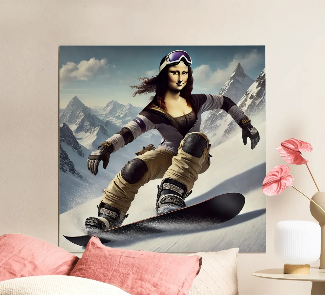 MONA LISA on a Snowboard carta hahnemühle da Vintage Van Gogh
