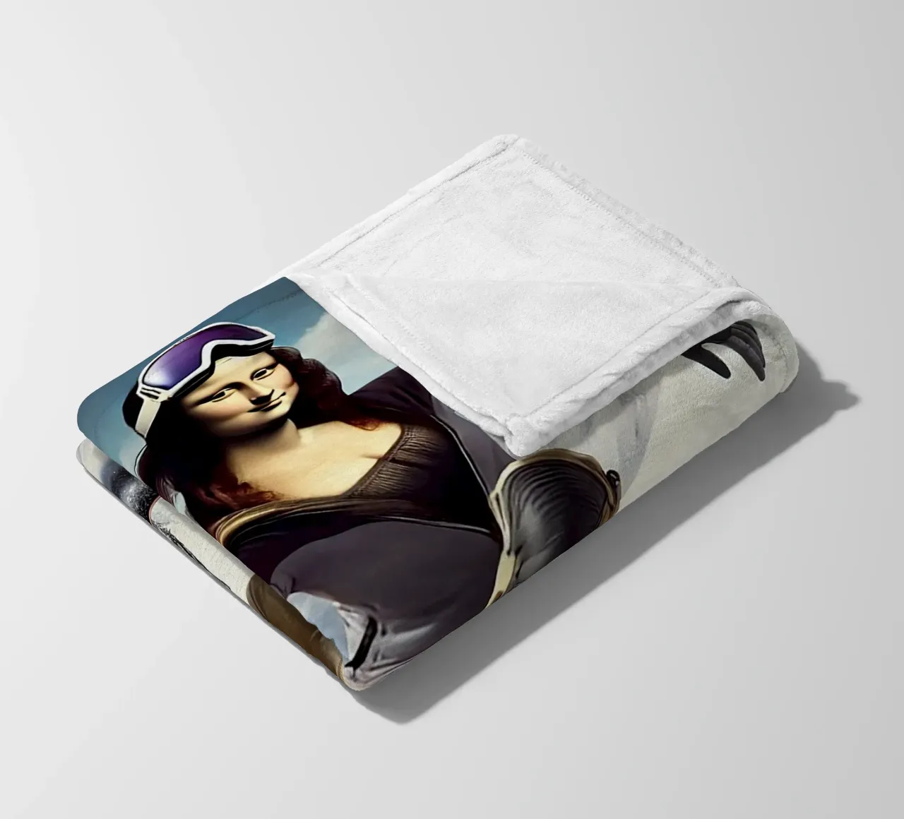 MONA LISA on a Snowboard coperta in pile da Vintage Van Gogh
