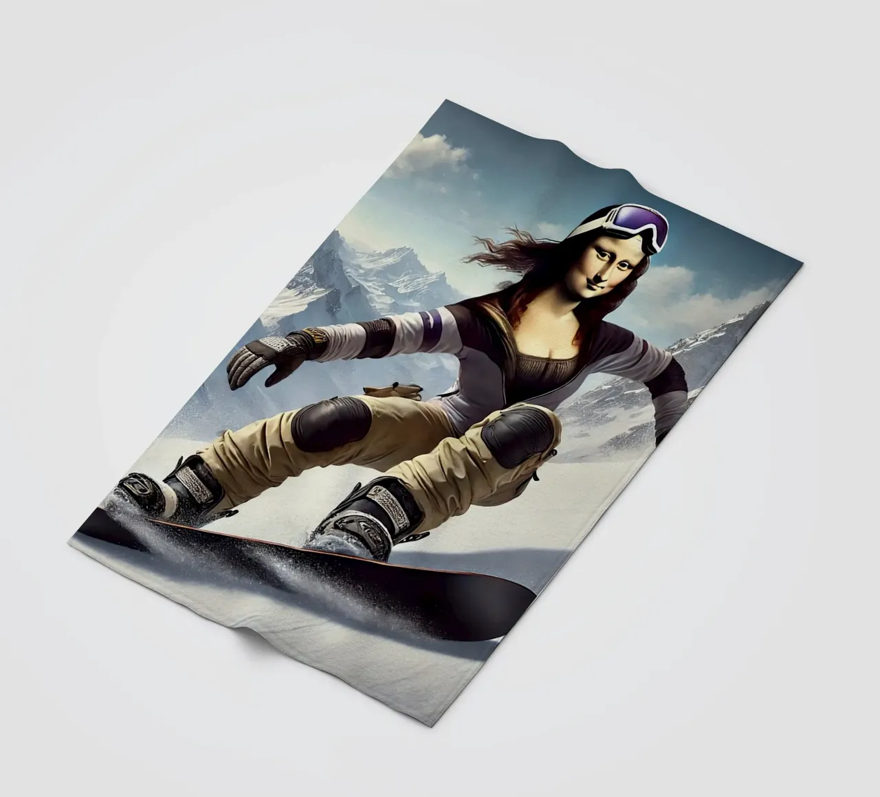 MONA LISA on a Snowboard coperta in pile da Vintage Van Gogh