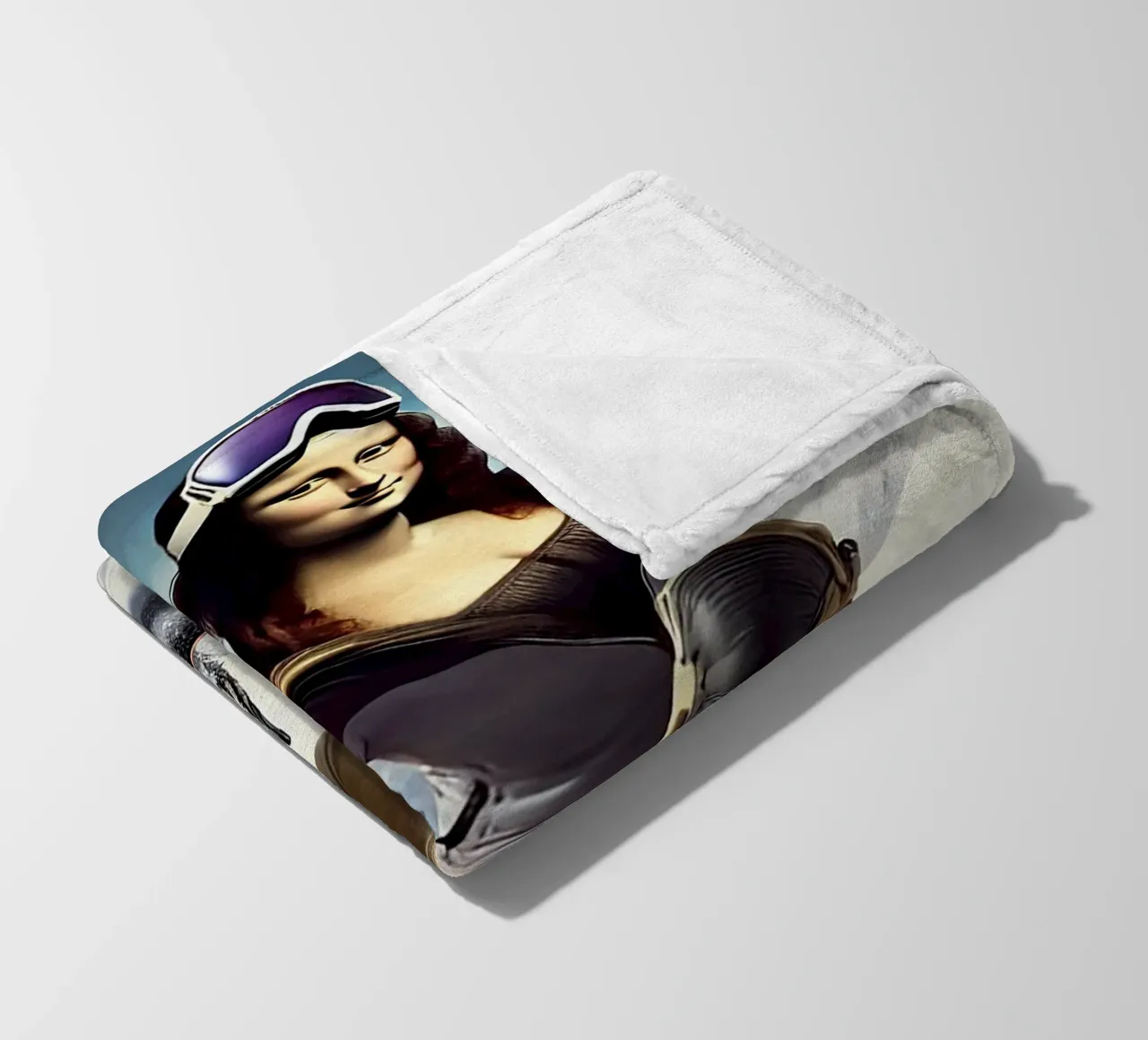MONA LISA on a Snowboard coperta in pile da Vintage Van Gogh