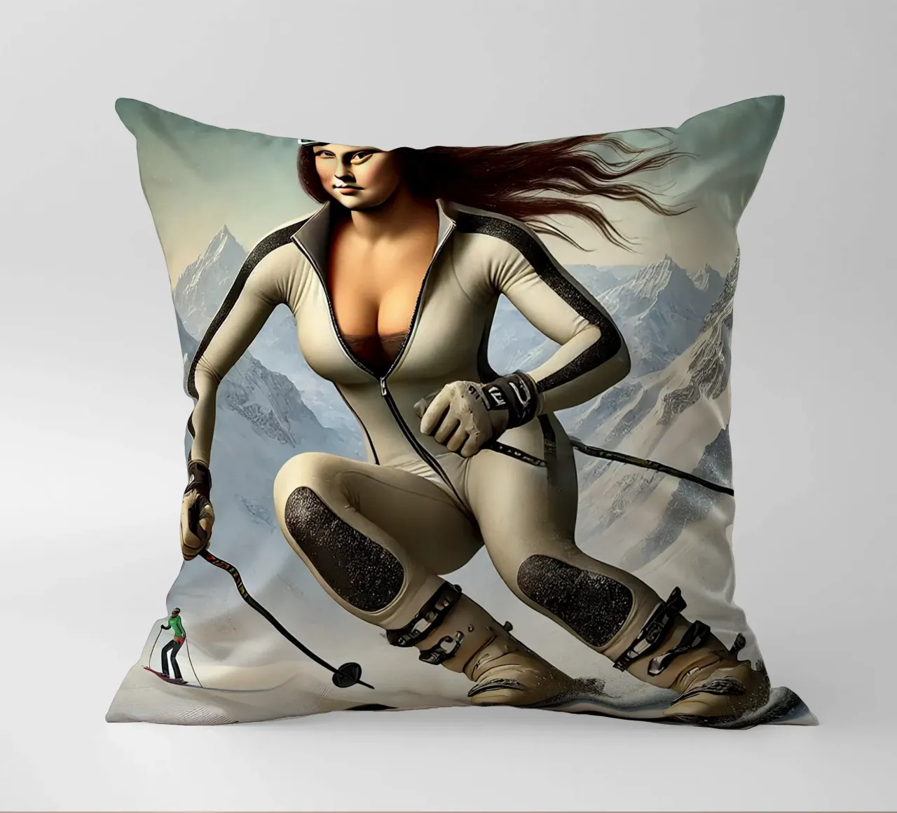 MONA LISA SKIING cuscino da Vintage Van Gogh