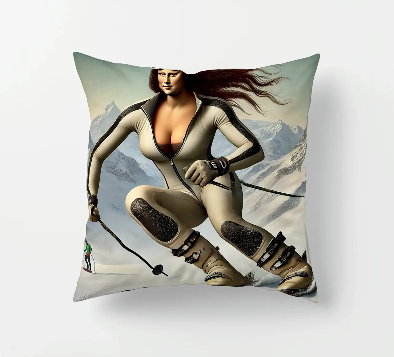 MONA LISA SKIING cuscino da Vintage Van Gogh
