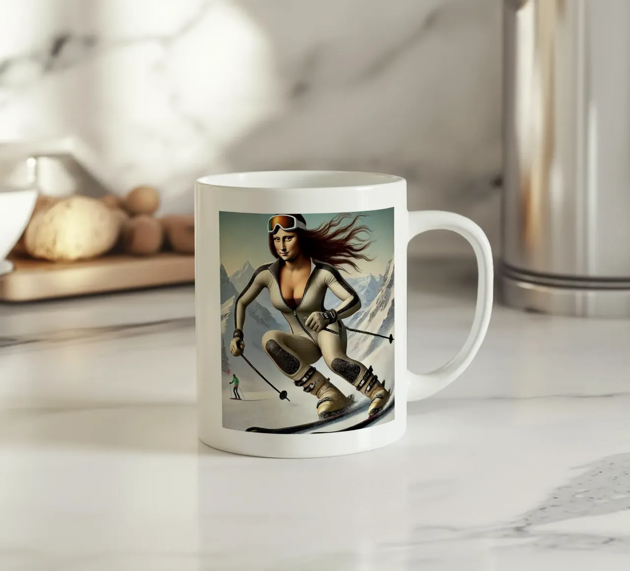 MONA LISA SKIING tazza in ceramica da Vintage Van Gogh