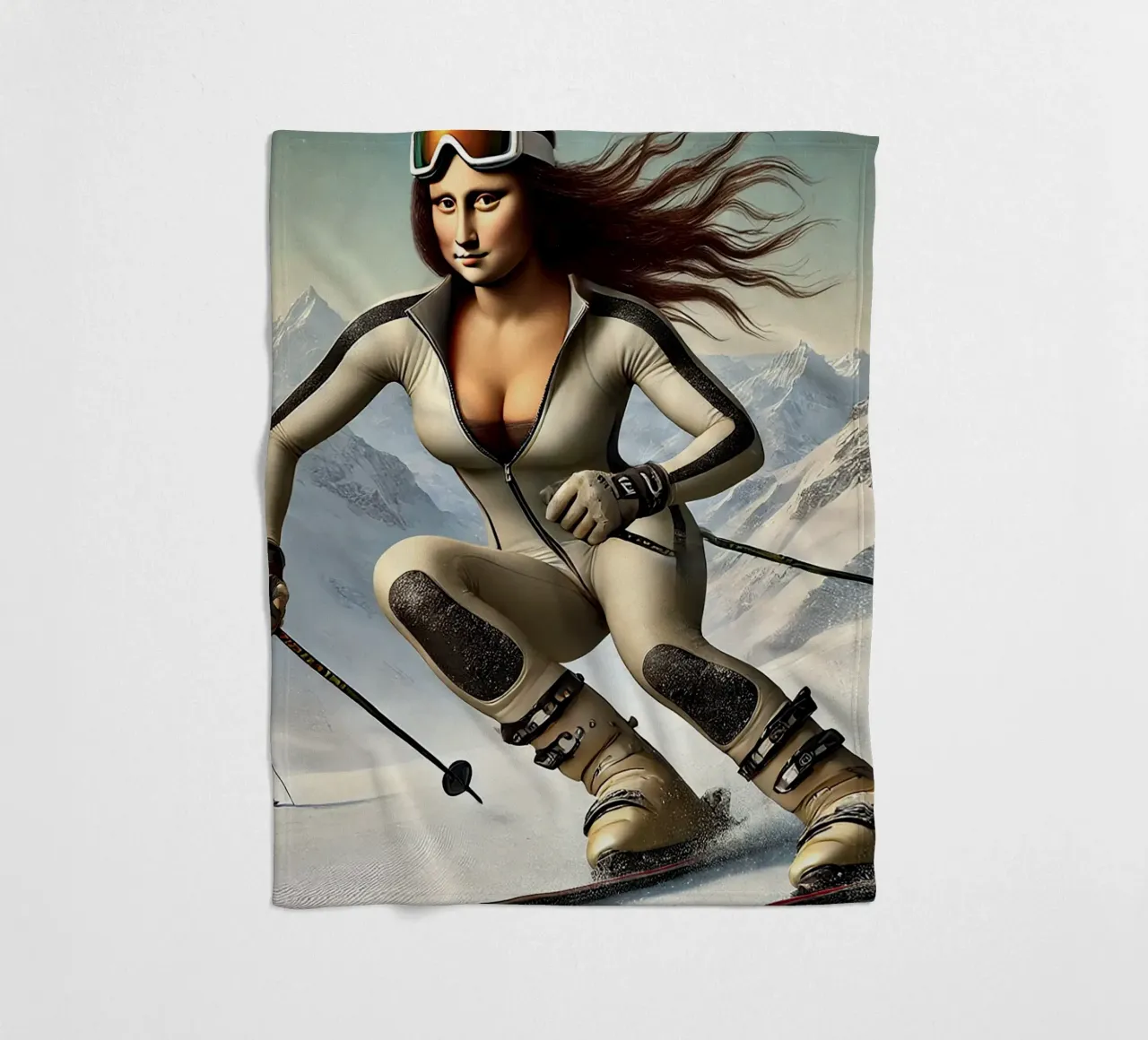 MONA LISA SKIING coperta in pile da Vintage Van Gogh