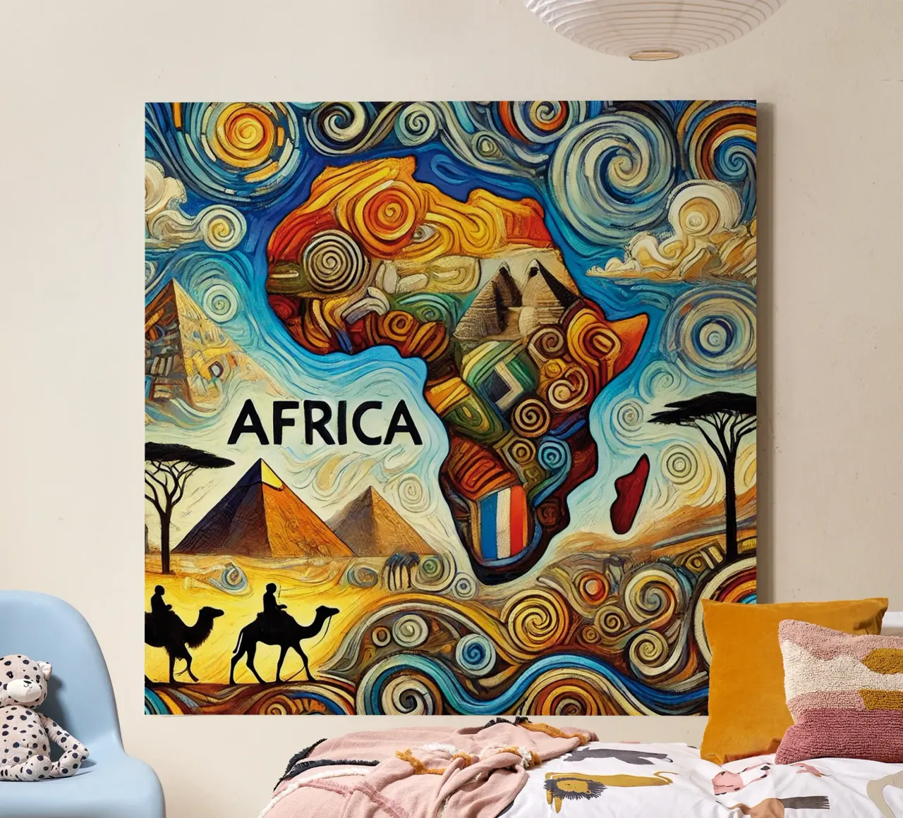 AFRICA Van Gogh Style tela con Cornice a cassetta da Vintage Van Gogh