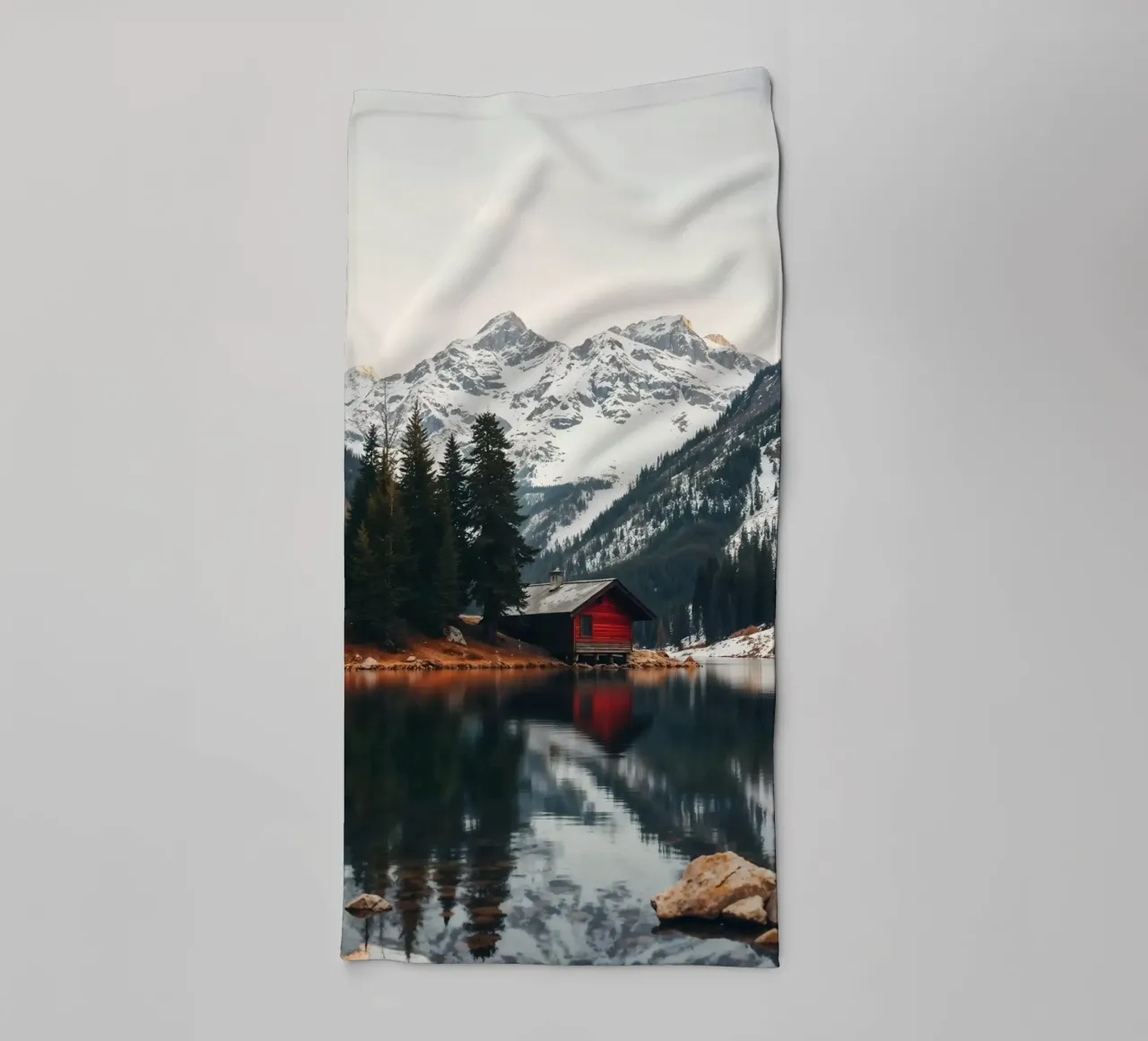 Hut by the lake towel by BLICKPUNKT
