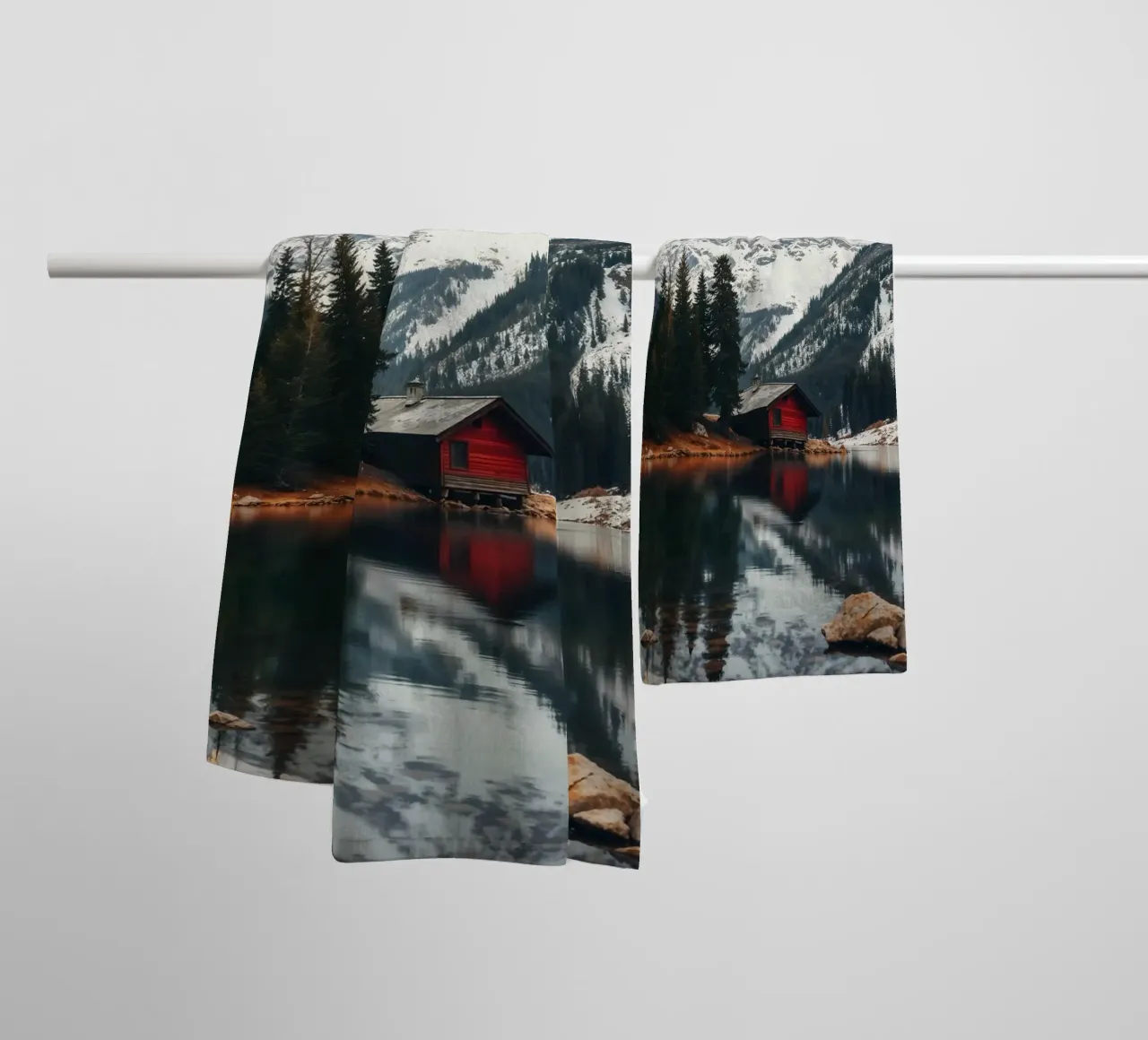 Hut by the lake towel by BLICKPUNKT
