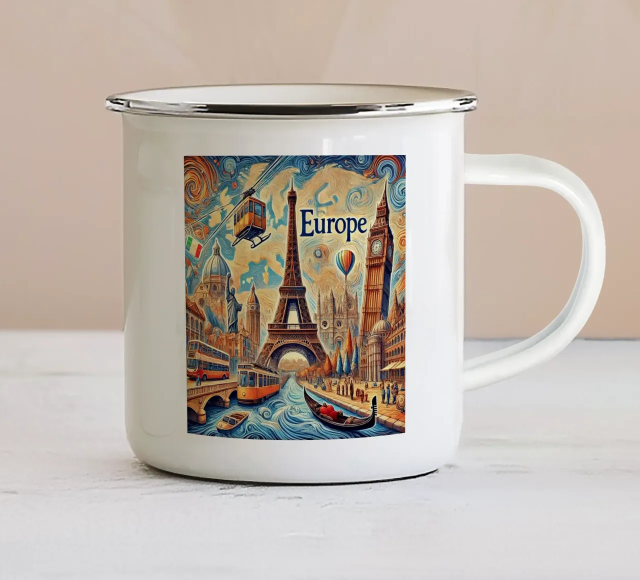 EUROPE Van Gogh Style tazza in smalto da Vintage Van Gogh